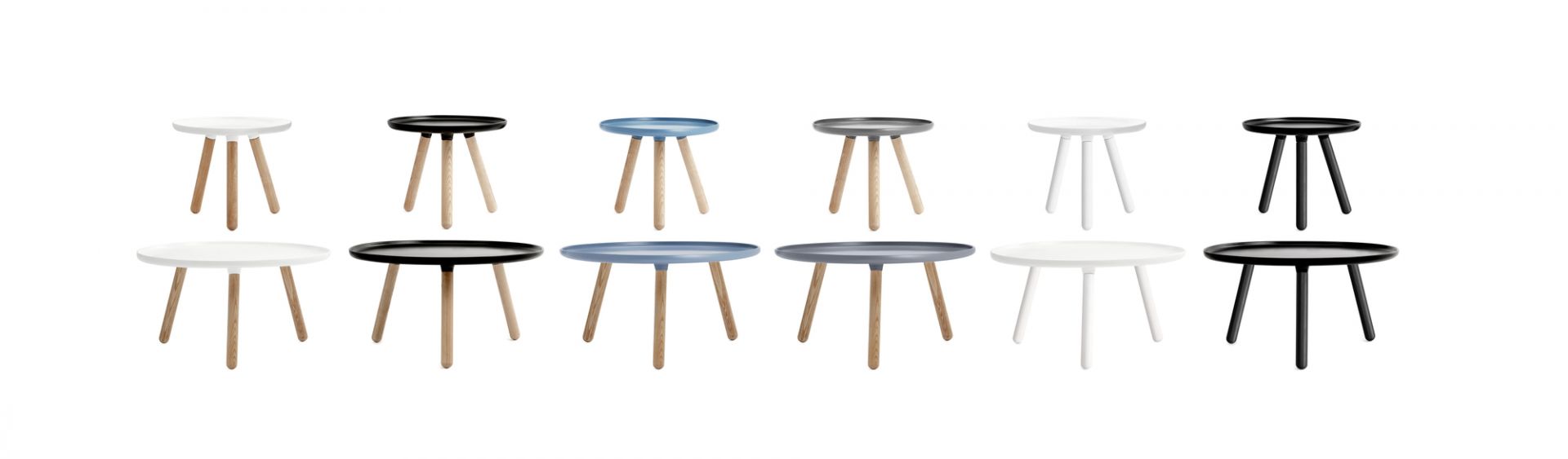 Produktbild: Mehrere Tablo Beistelltische von Normann Copenhagen in verschiedenen Farben und Höhen.