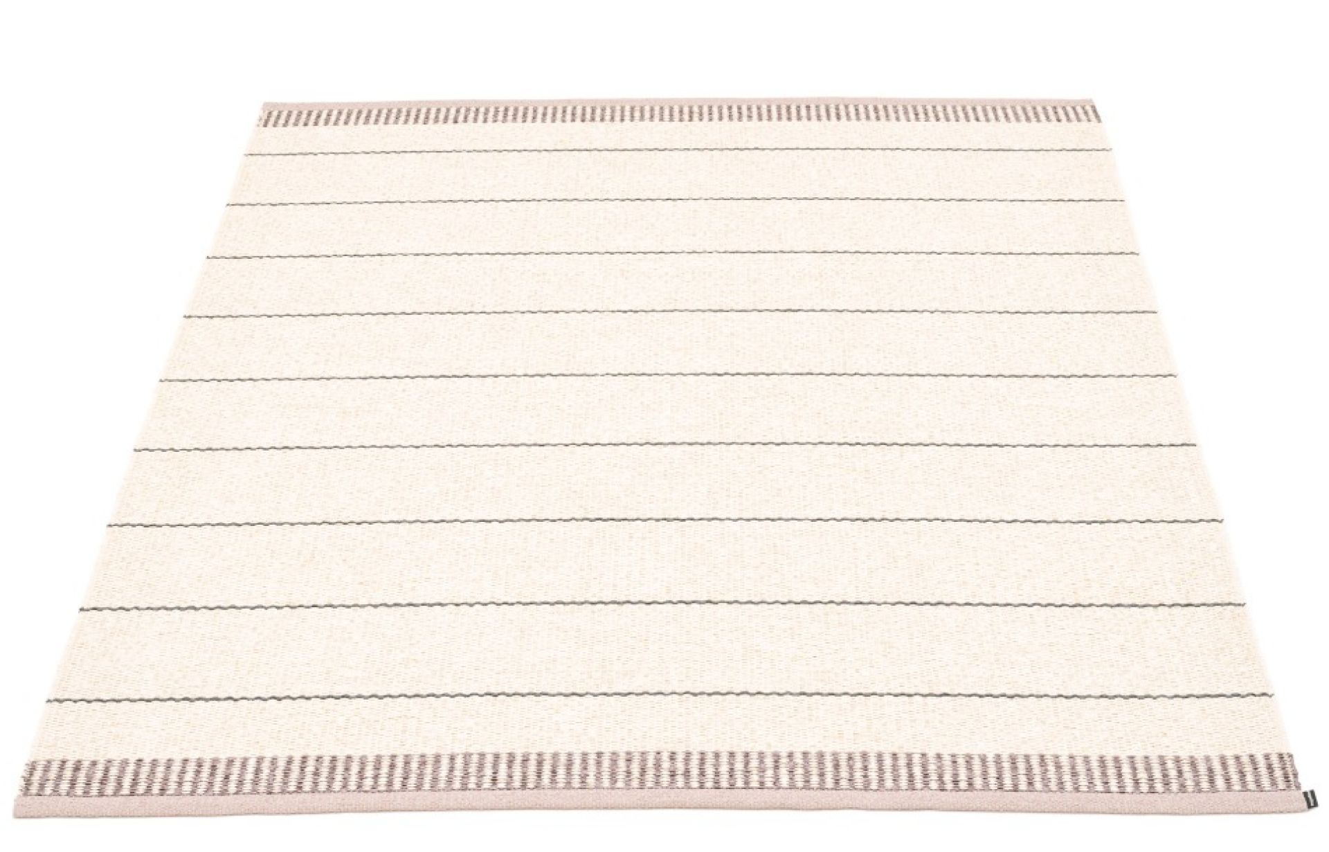 Belle Kunststoffteppich 230x320 cm in Pale Rose mit feinen, dunklen Streifen. Robuster und pflegeleichter Teppich.