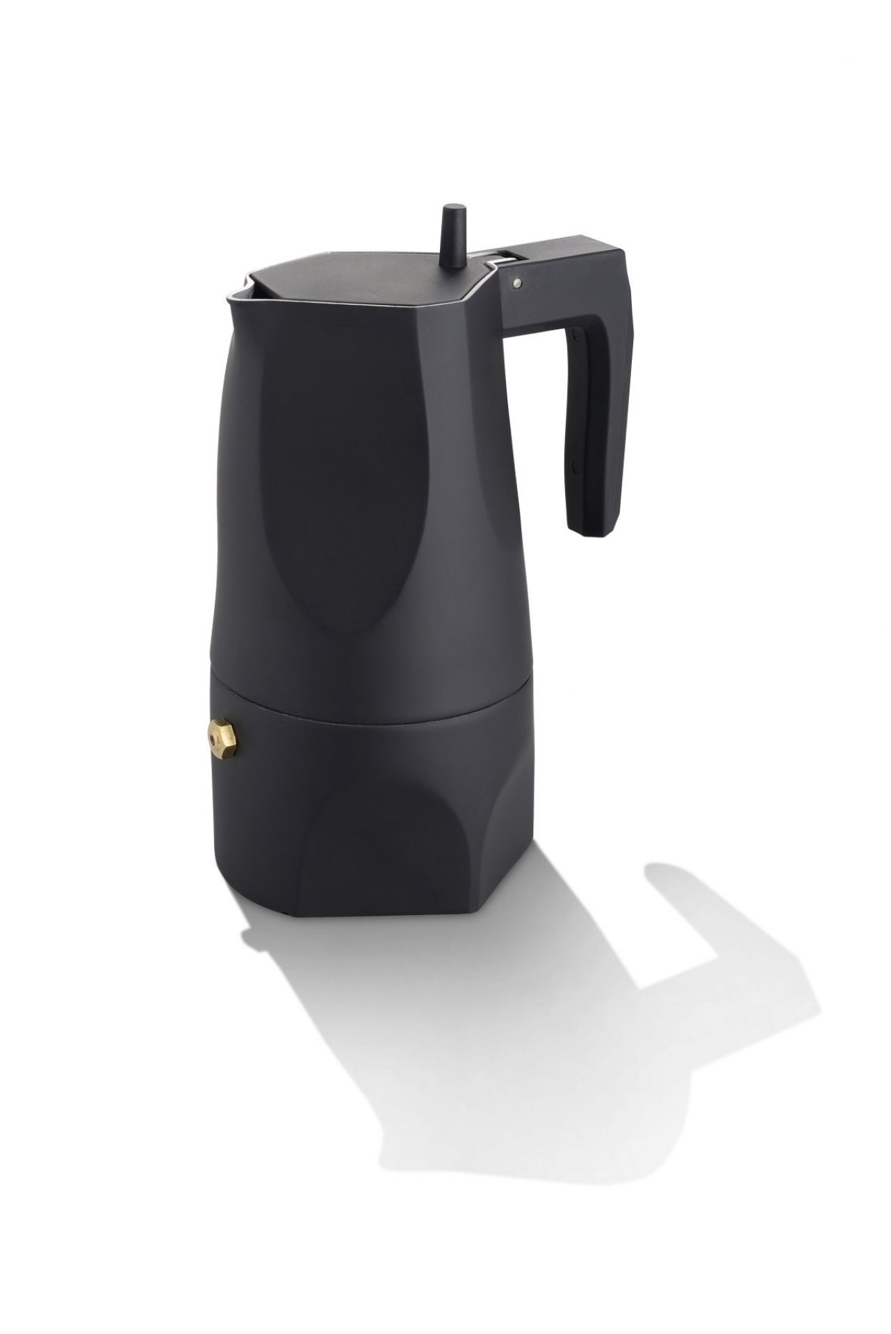 Schwarzer Alessi Espressokocher Ossidiana für die Zubereitung von aromatischem Mokka. Italienische Kaffeekultur für Zuhause.