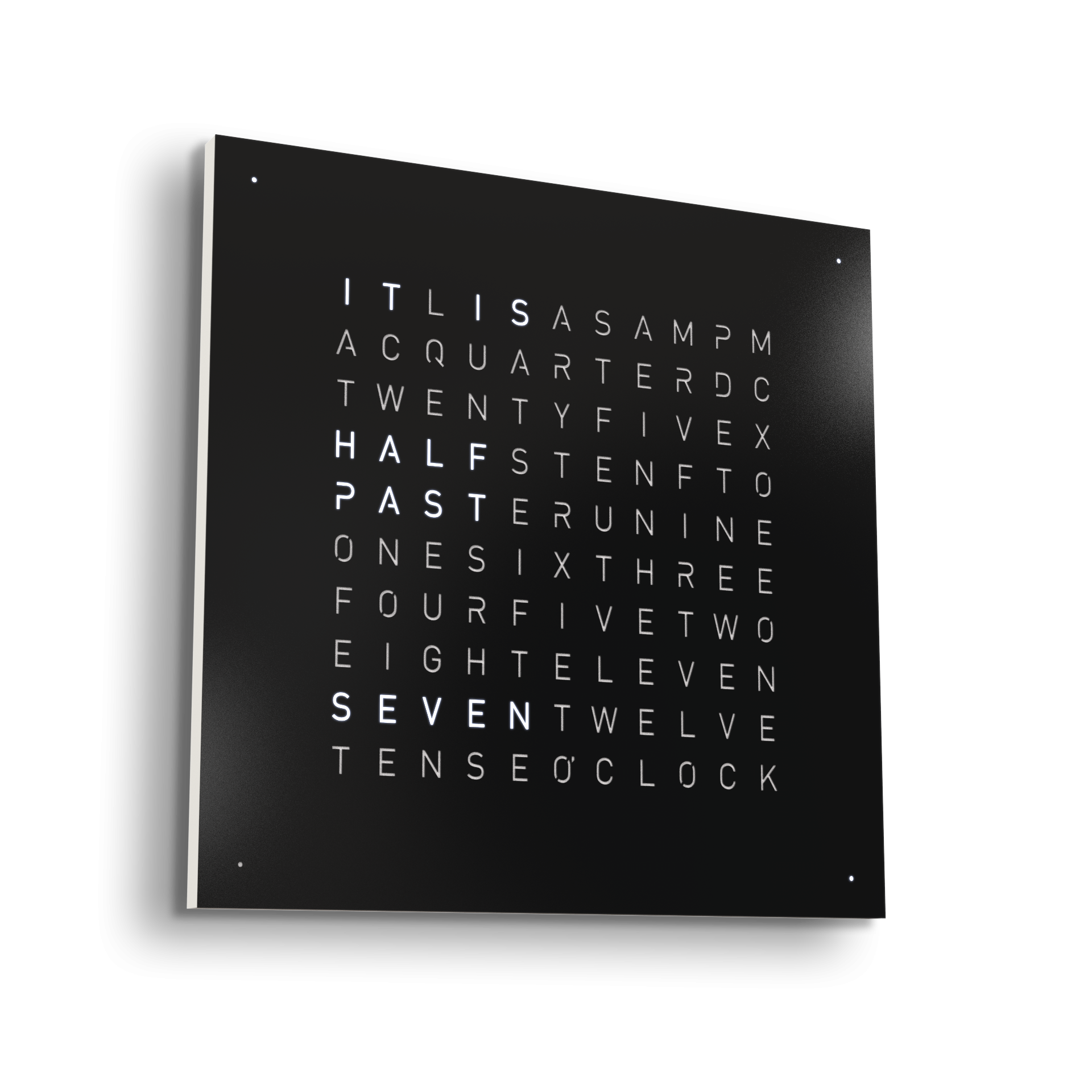 Earth 90 Steel Series Wanduhr / Zeitobjekt Englisch QLOCKTWO