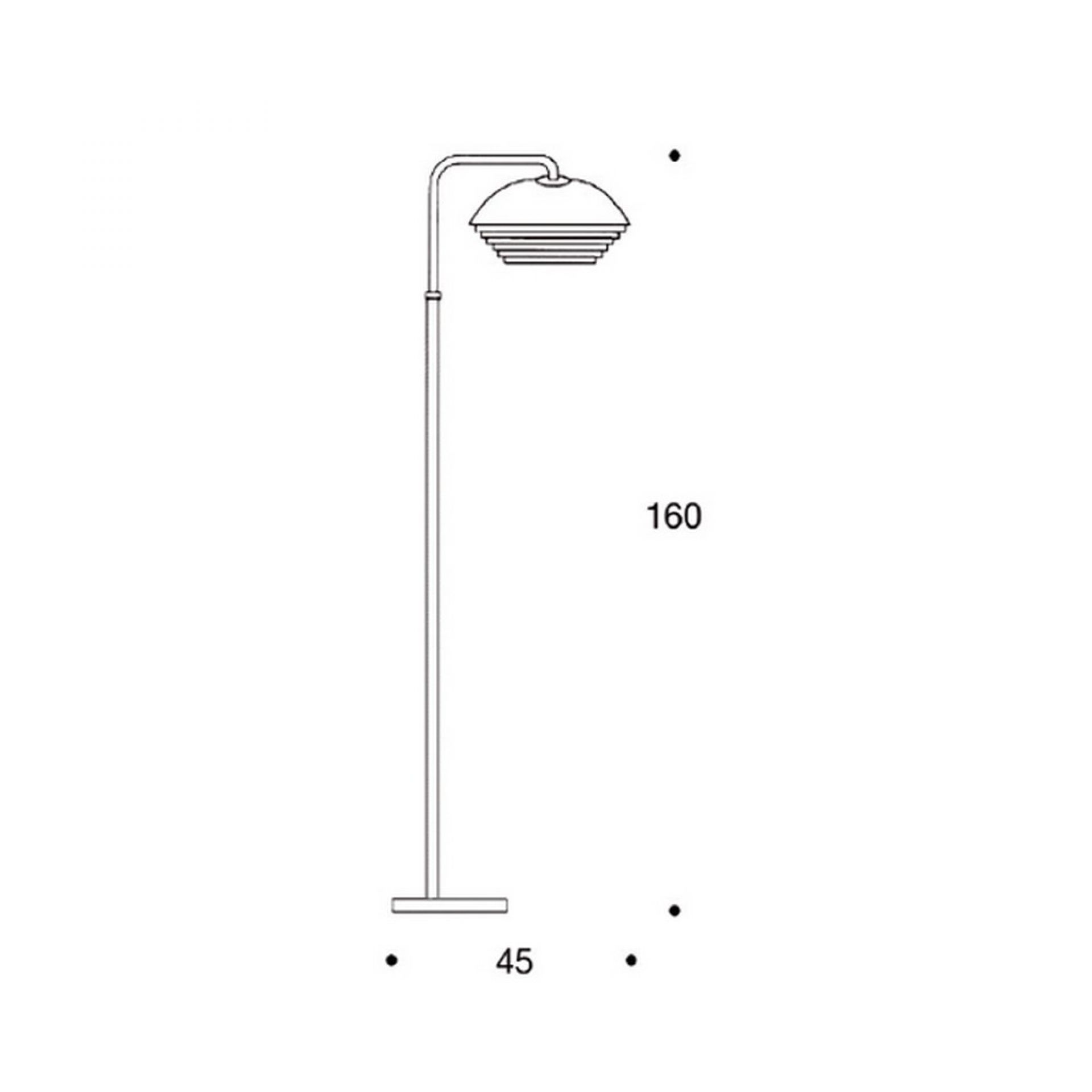 A811 Artek Stehleuchte: Technische Zeichnung mit Maßen, minimalistisches Design, moderne Beleuchtung.