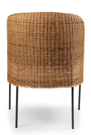 Caribe Natural Dining Chair: Outdoor Stuhl aus Rattan mit schwarzen Beinen. Naturmaterial.