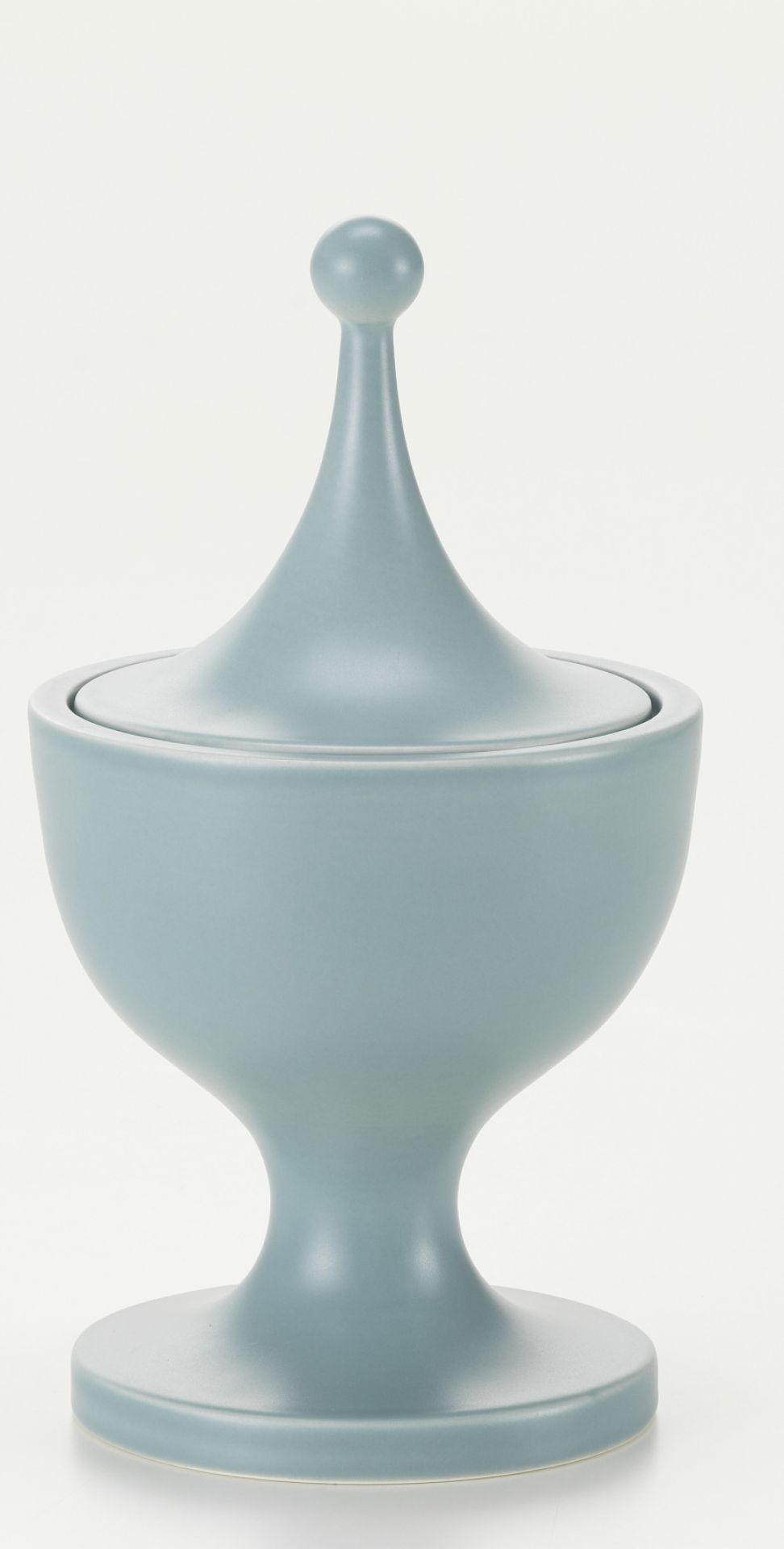 Eisgrauer Keramikbehälter mit Deckel. Vitra-Design, ideal für Küche und Wohnen.