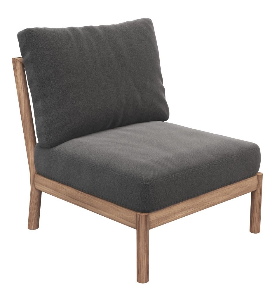 Tradition Sofa Zwischenmodul von Skagerak by Fritz Hansen mit grauem Polster und Holzrahmen.