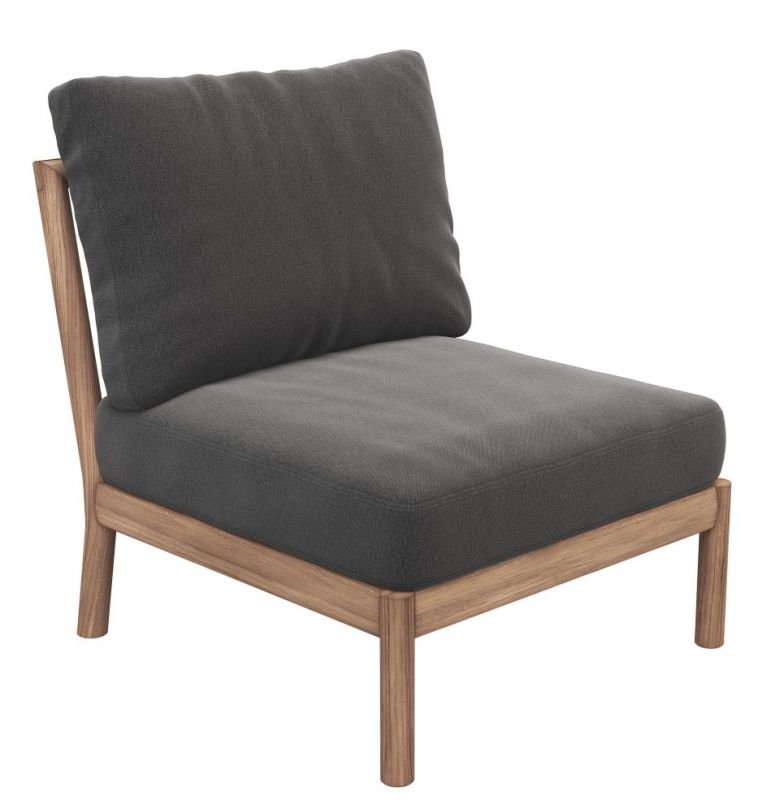 Tradition Sofa Zwischenmodul von Skagerak by Fritz Hansen mit grauem Polster und Holzrahmen.