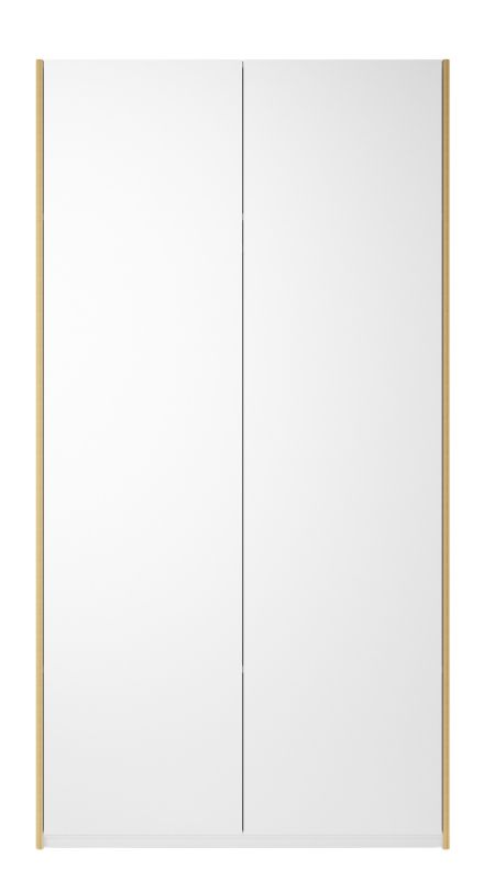 Weißer MODULAR Schrank von Müller Möbelwerkstätten mit zwei Türen und Holzrahmen. Kleiderschrank für Schlafzimmer.