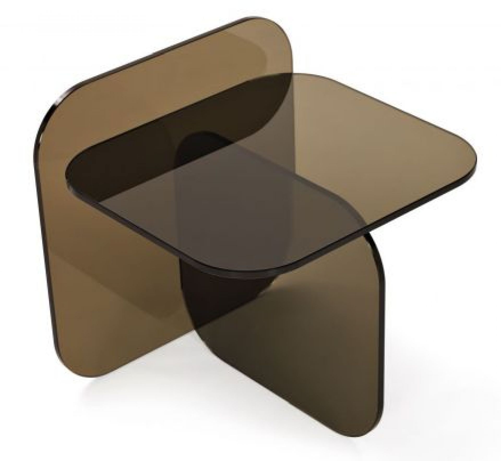 Sol Beistelltisch aus Parsolglas in Bronze, moderner Glastisch für Wohnzimmer und Lounge.