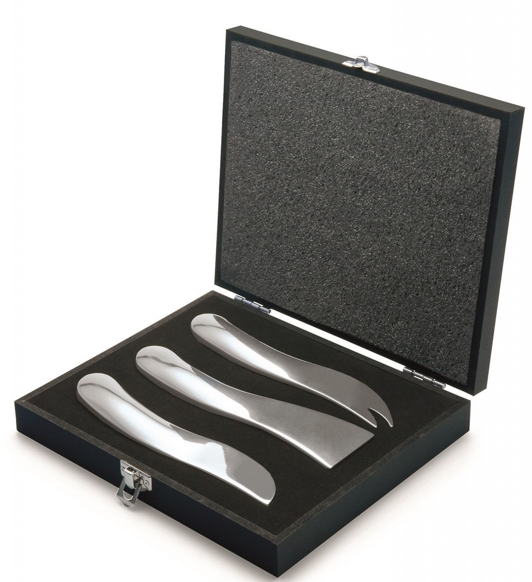 Philippi Wave Käsemesser 3er Set in schwarzer Geschenkbox, elegante Käsemesser aus Edelstahl für Käseplatten.