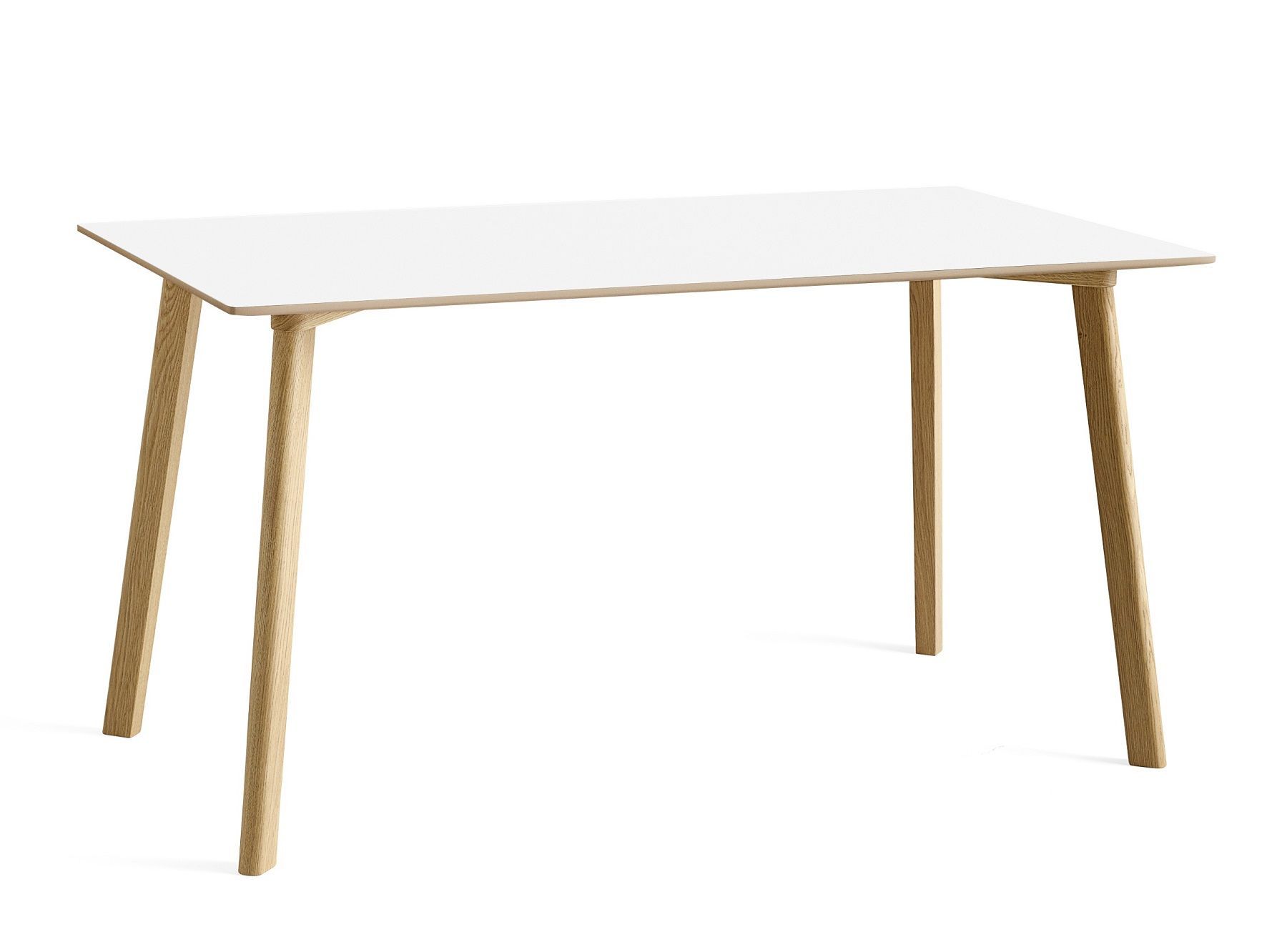 Heller CPH Deux Tisch mit weißer Tischplatte und Holzbeinen, ideal als Esstisch oder Schreibtisch.