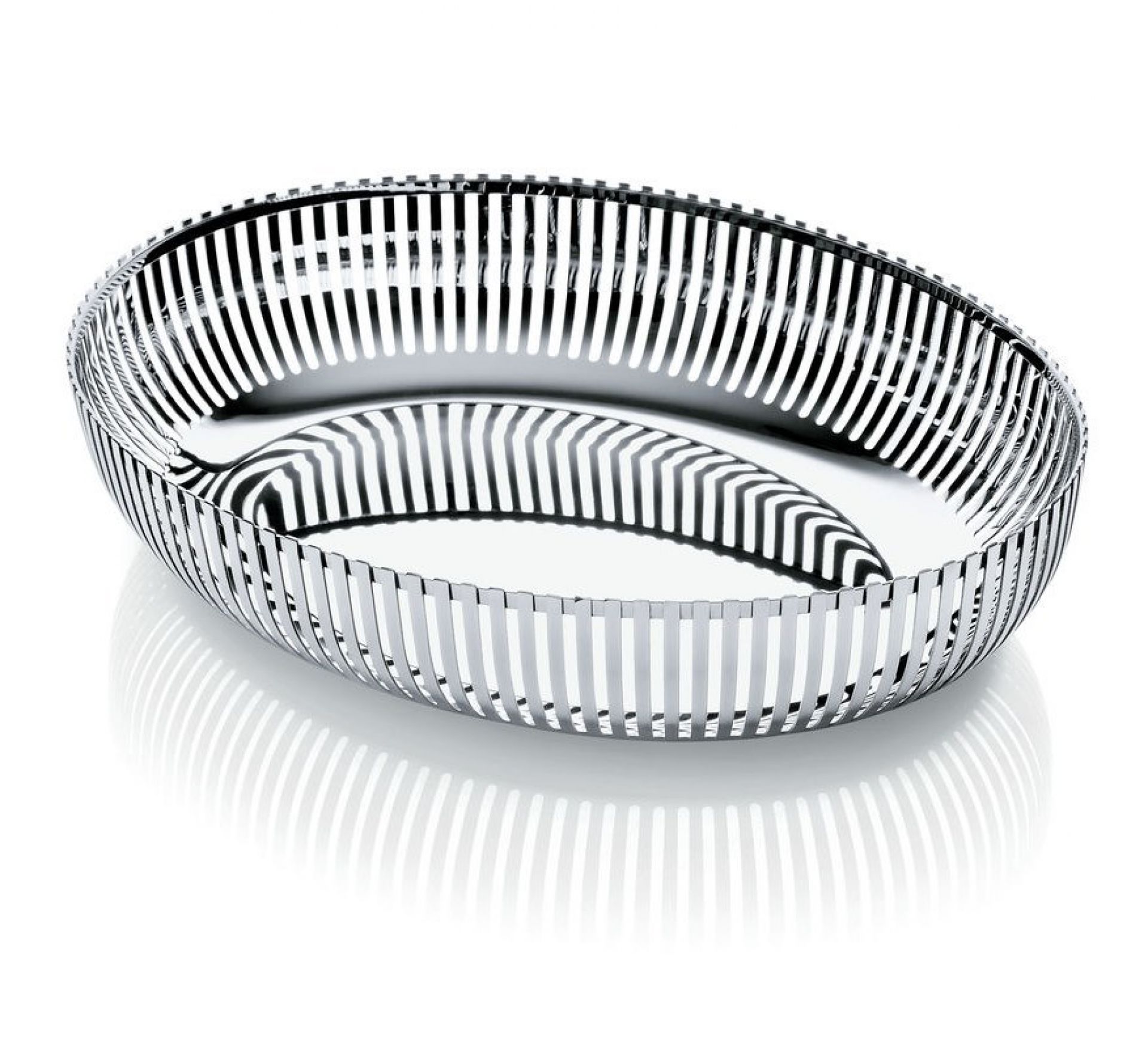 PCH06/26 Alessi Korbschale aus poliertem Edelstahl, modernes Design für Obst oder Brot.