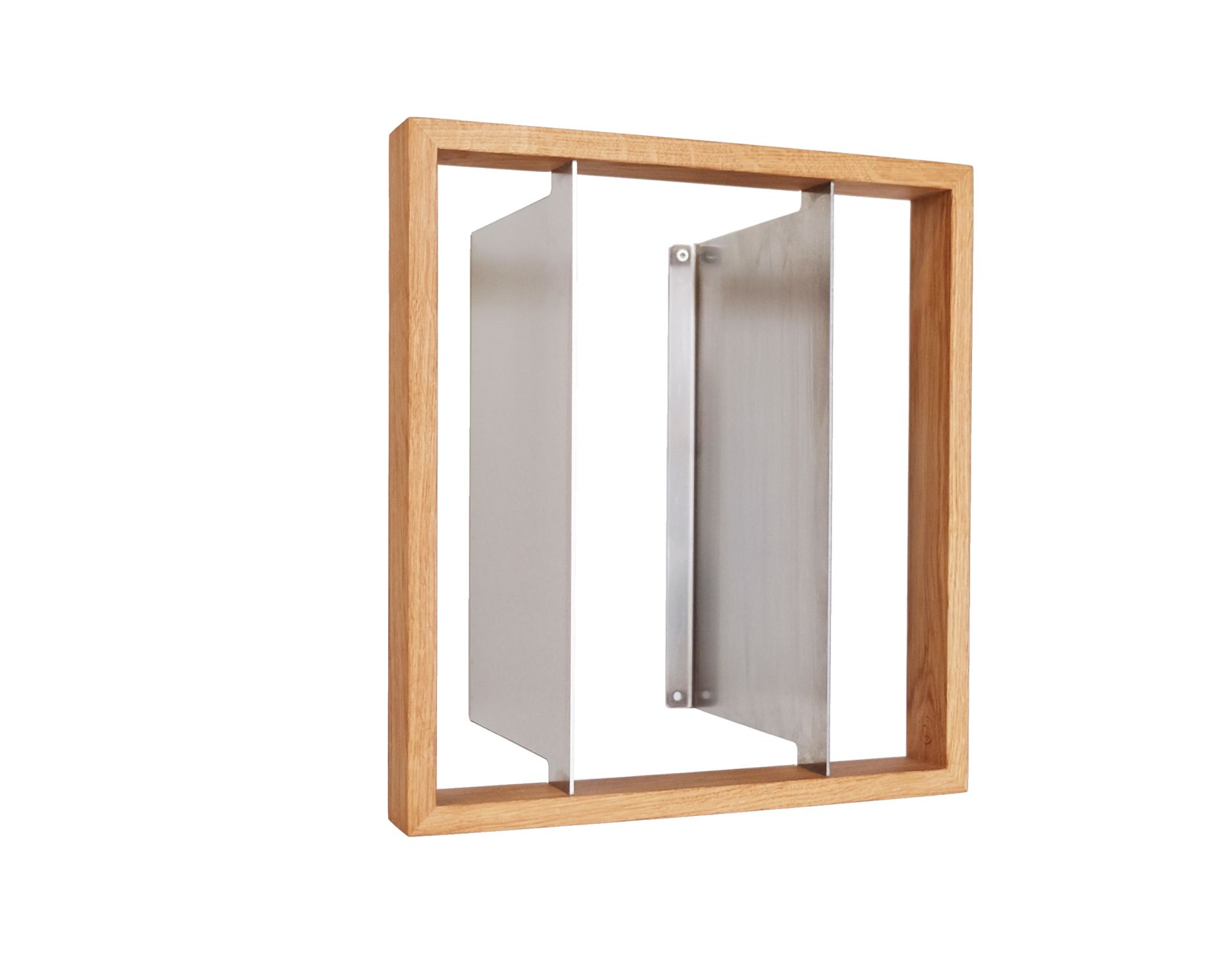 Vinyl b-platte Schalplattenregal das kleine b aus Eiche und Metall für Schallplattensammlung.