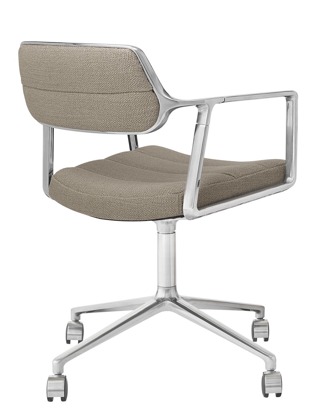 Vipp 453 / Vipp453 Drehstuhl Swivel Chair Vipp Dark sand Textil / polierter Aluminiumrahmen mit Rollen