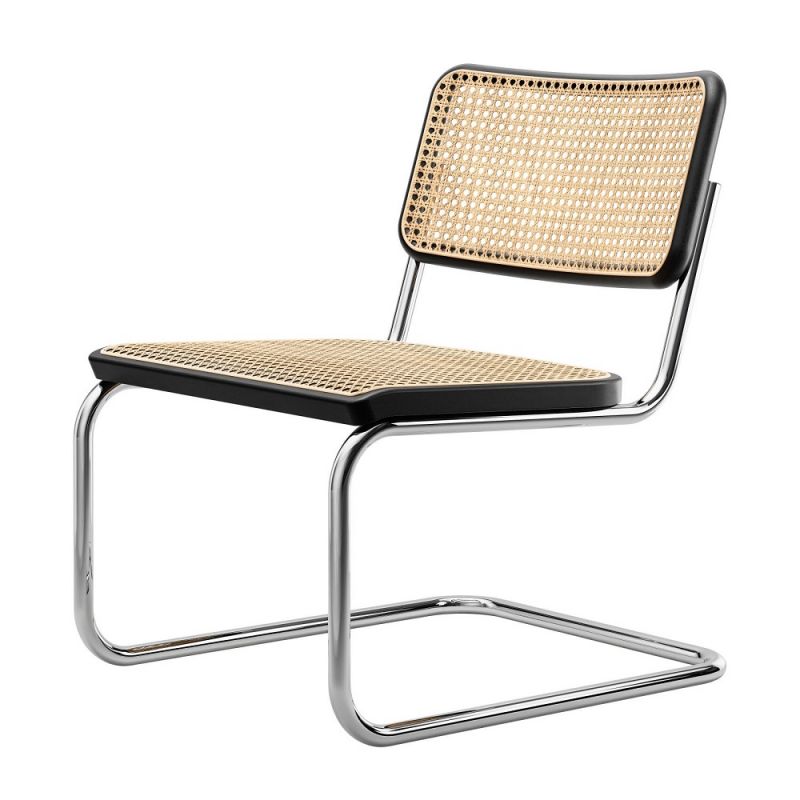 Thonet S 32 VL Sessel mit Stahlrohrgestell und Wiener Geflecht Sitzfläche und Rückenlehne.