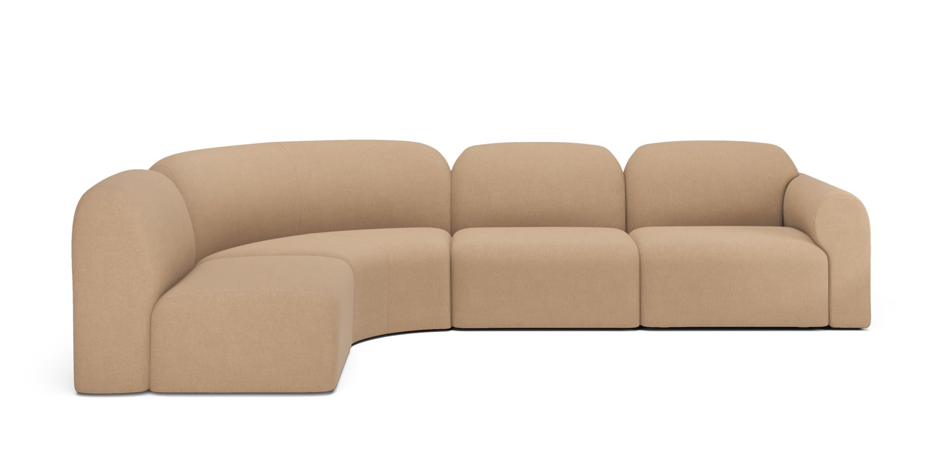 Bulky Modulsofa in Light Sepia mit Liegeposition links. Gemütliches, modernes Sofa für Wohnzimmer.