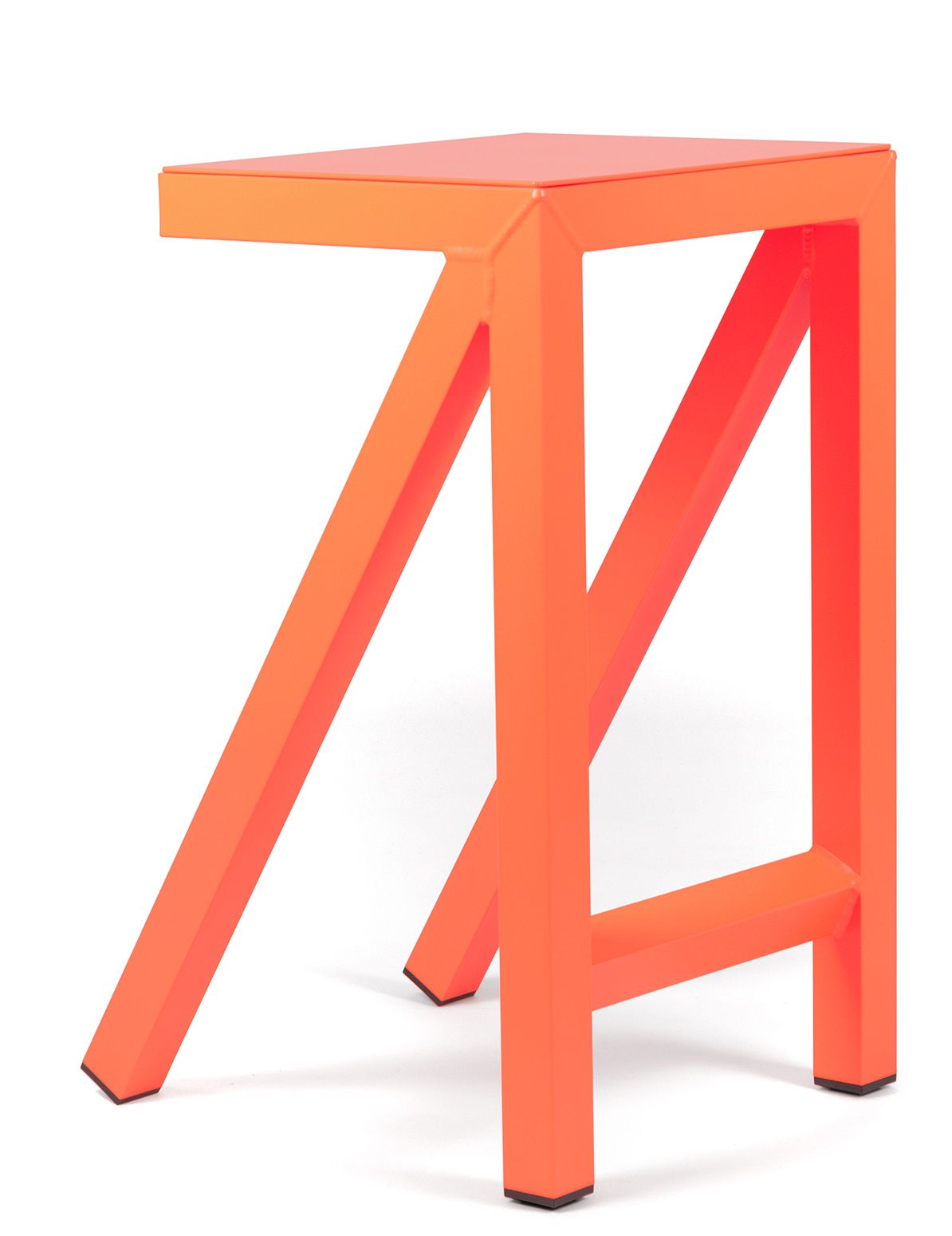 Oranger Bureaurama Hocker / Barhocker mit geometrischem Design, ideal für moderne Büros und Wohnräume.