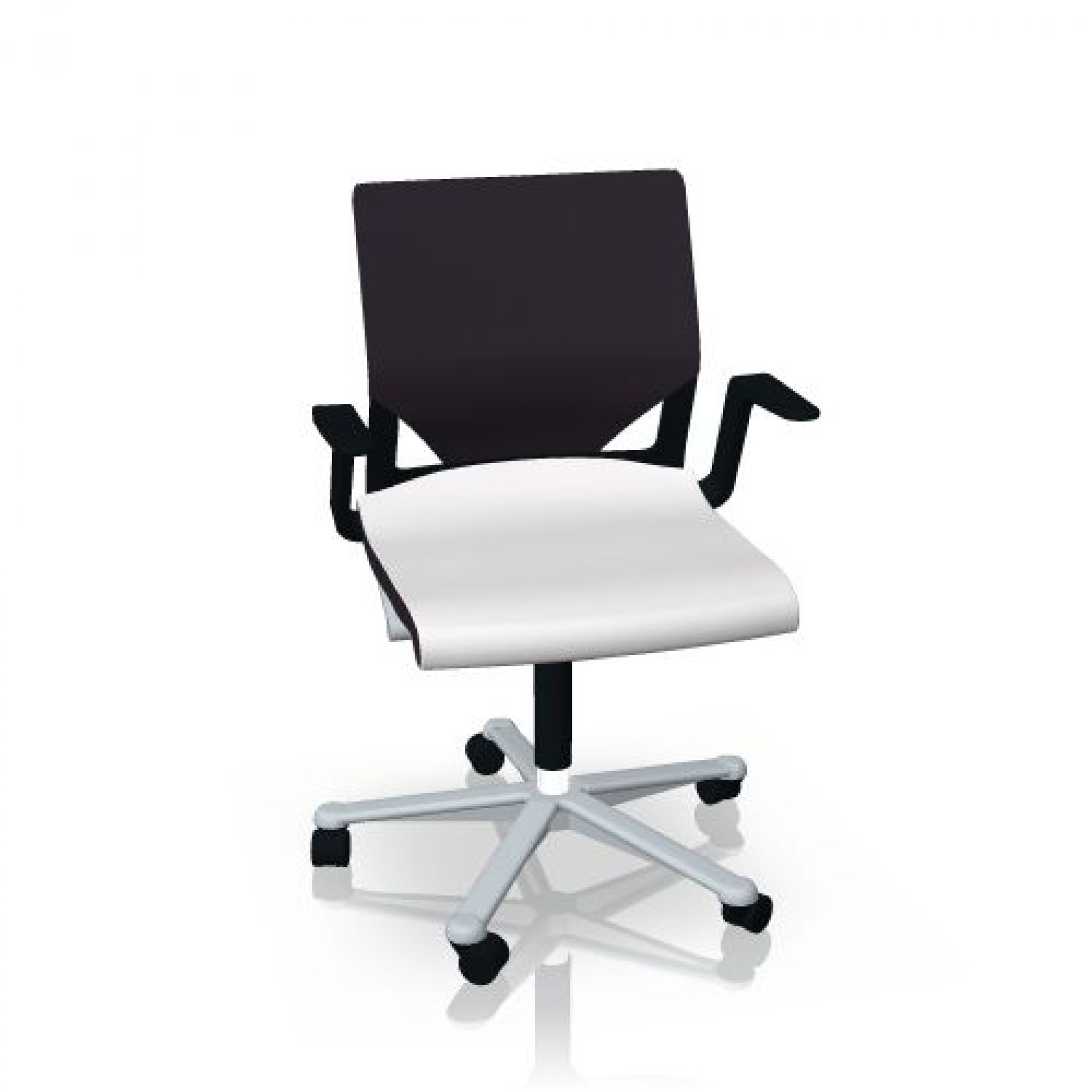 Wilkhahn Modus Drehstuhl 273/7 mit Sitzpolster, Bürostuhl mit hohem Rücken in Schwarz/Weiß.