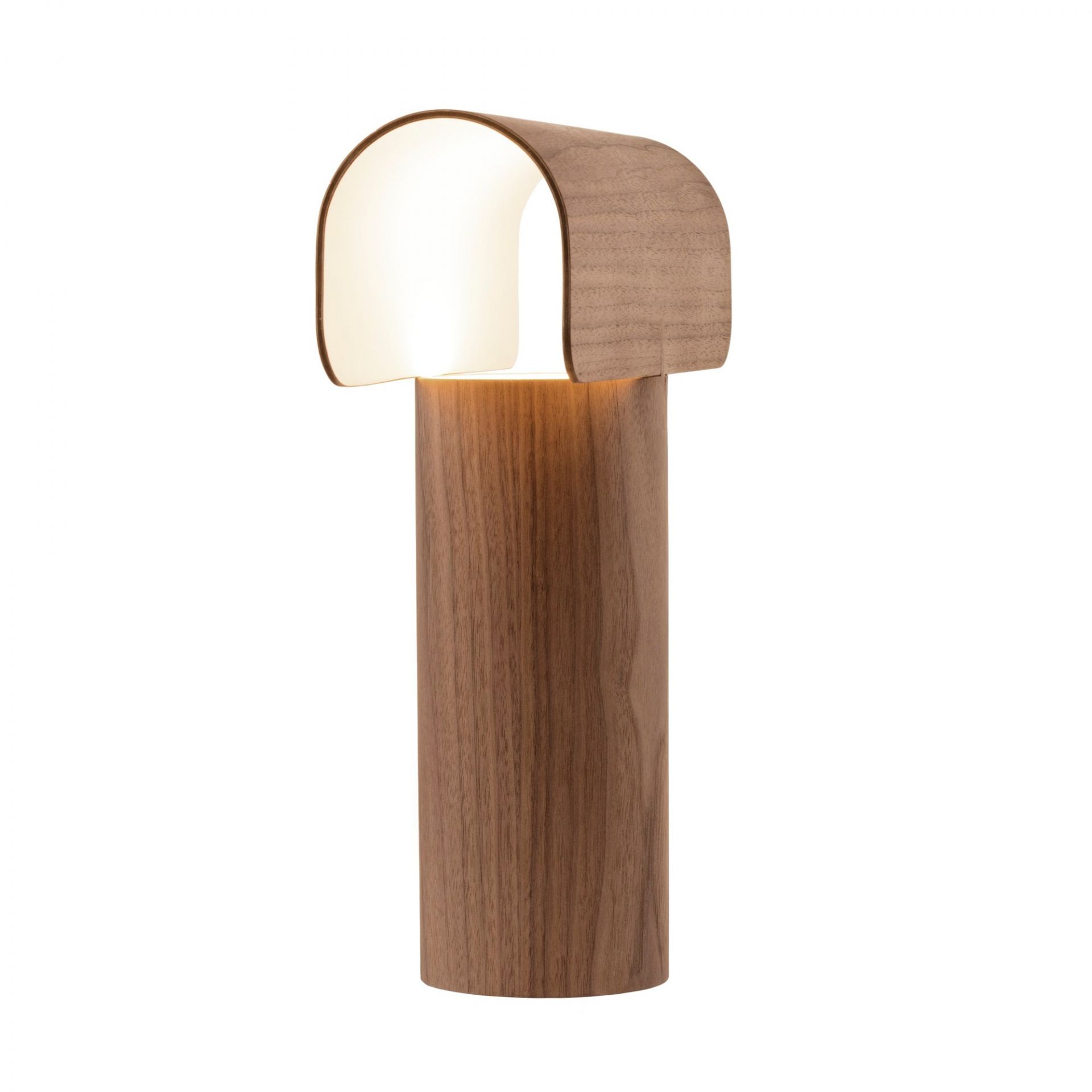 Teelo 8020 Tischleuchte Nussbaum von Secto Design, moderne Holz Tischlampe für Nachttisch oder Schreibtisch.