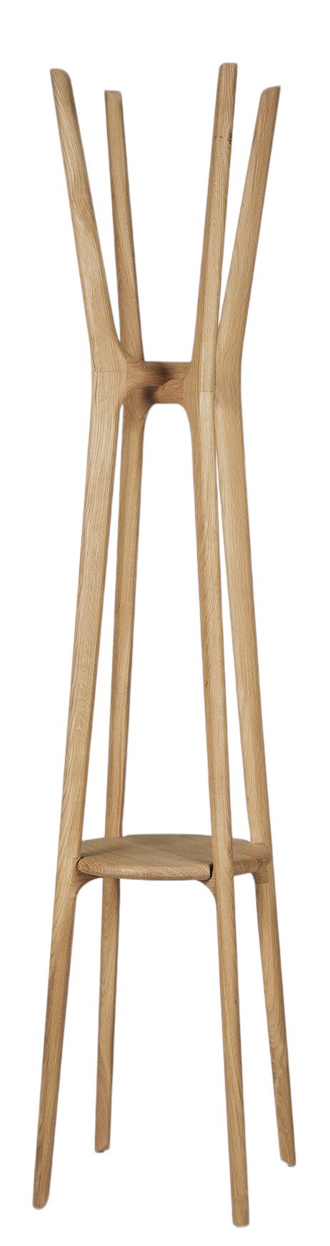 Ethnicraft PI Garderobenständer aus Eiche: Moderner, freistehender Kleiderständer mit Ablage für Flur und Diele.