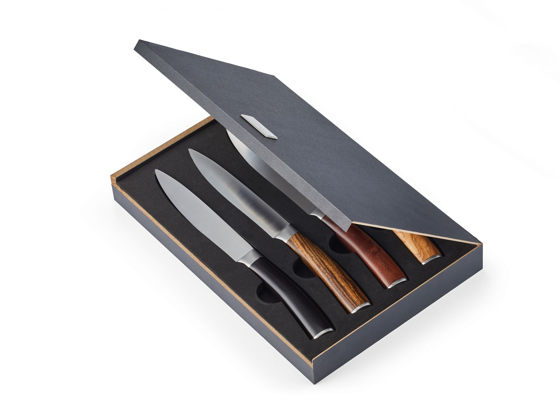 Garry Steakmesserset Philippi mit Echtholzgriff in Geschenkbox, 4-teilig, hochwertige Steakmesser für Genießer.