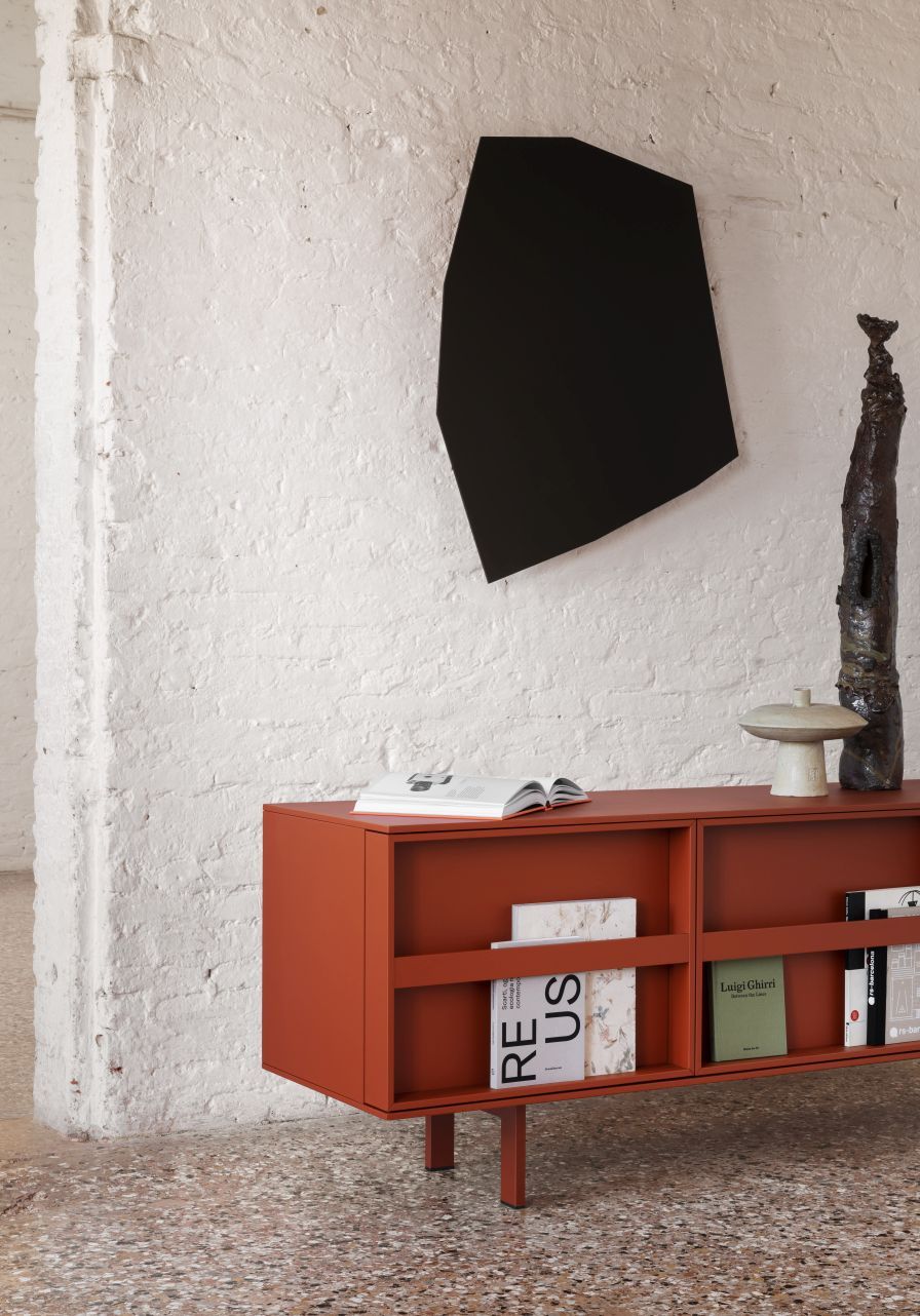 Ramblas Sideboard Medium von Miniforms in Pompei Rot, modernes Designmöbel für Wohnzimmer und Büro.