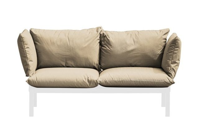Fiam Domino Outdoor Sofa 2-Sitzer mit Armlehnen und Kissen Jan Kurtz Weiß/Taupe