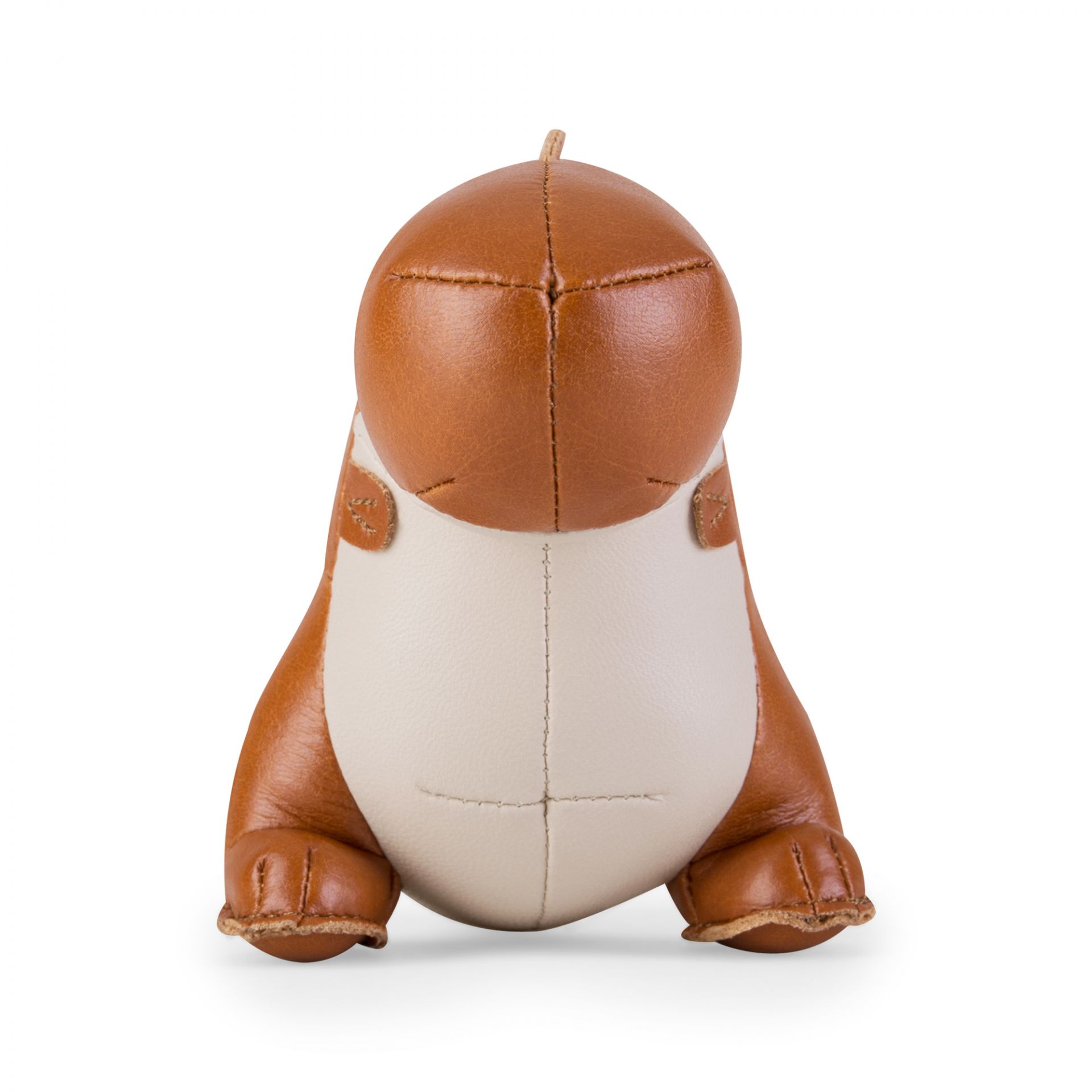 Briefbeschwerer Dinosaurier Bobo von Züny, tan und weizenfarben, aus Kunstleder, Frontansicht.