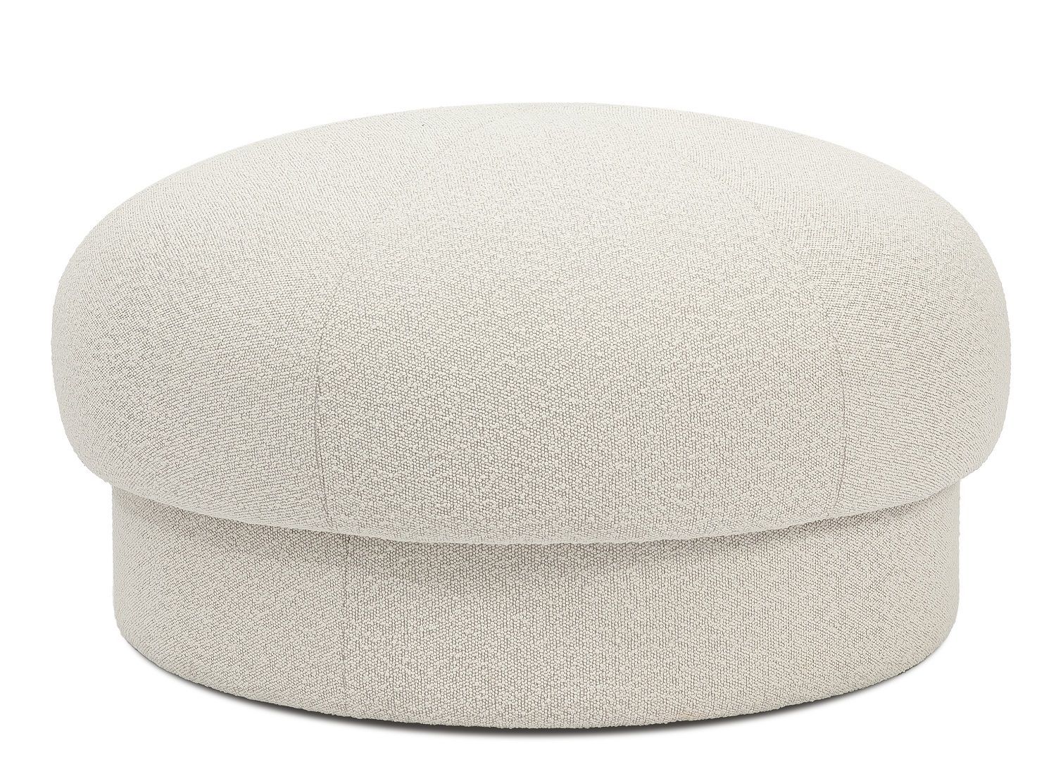 Beiger Uno Pouf Hocker von Design House Stockholm, runder Sitzhocker aus Stoff, modernes Wohnaccessoire.