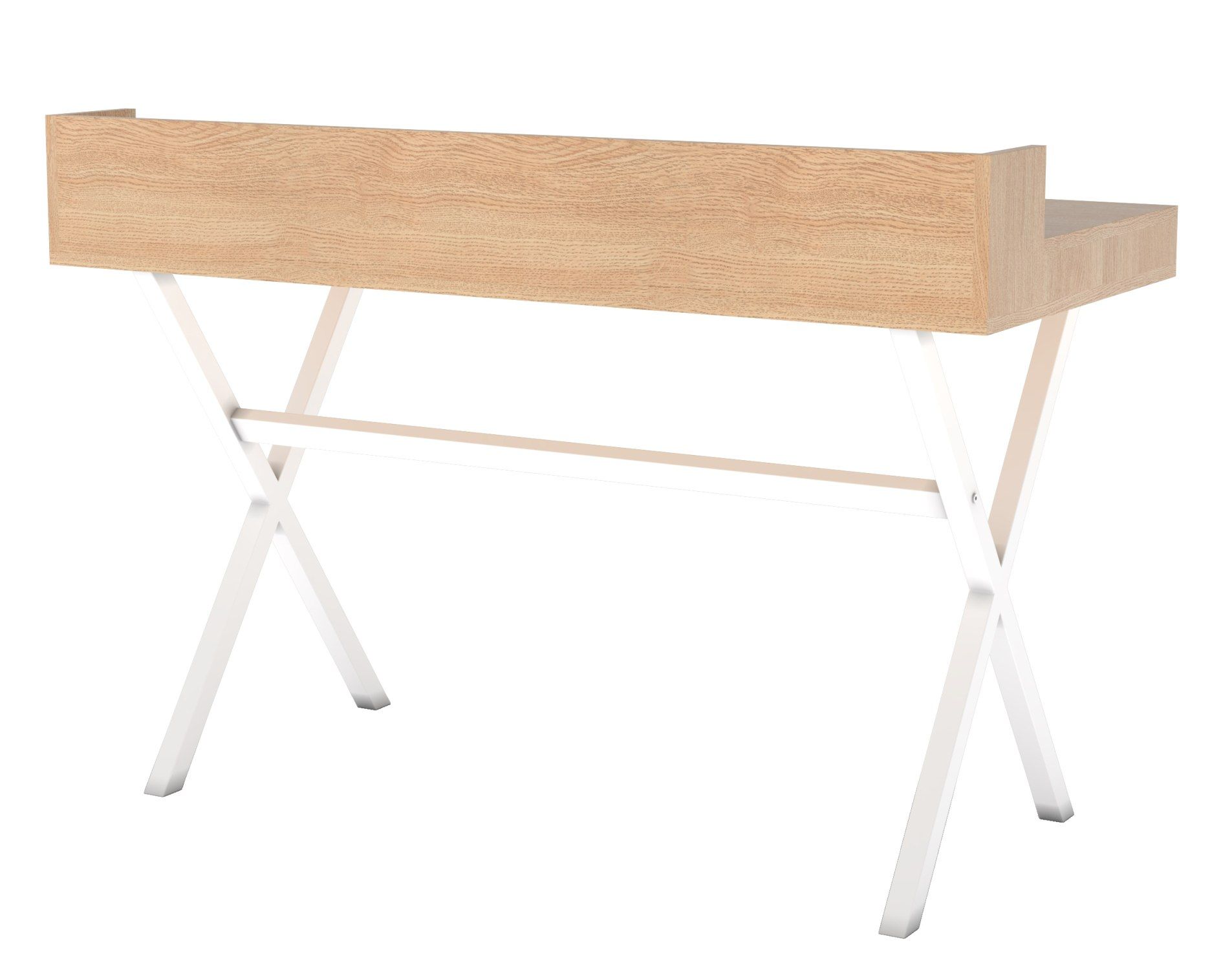 Hyppolite Sekretär mit weißem Gestell: Schreibtisch aus hellem Holz mit modernem, minimalistischem Design.