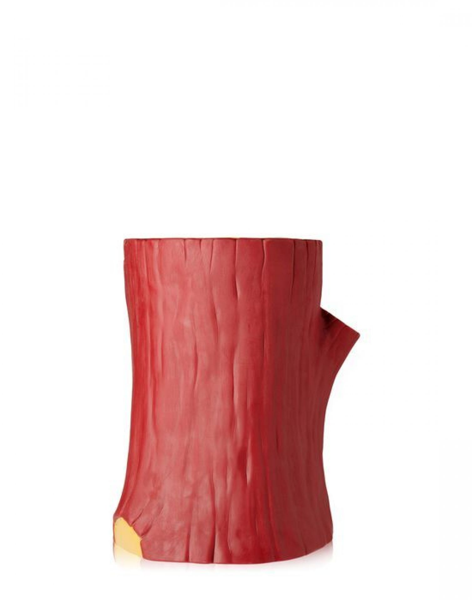Roter Kartell Gnomes Hocker in Baumstumpf-Optik, Design-Hocker für Wohnzimmer und Garten.