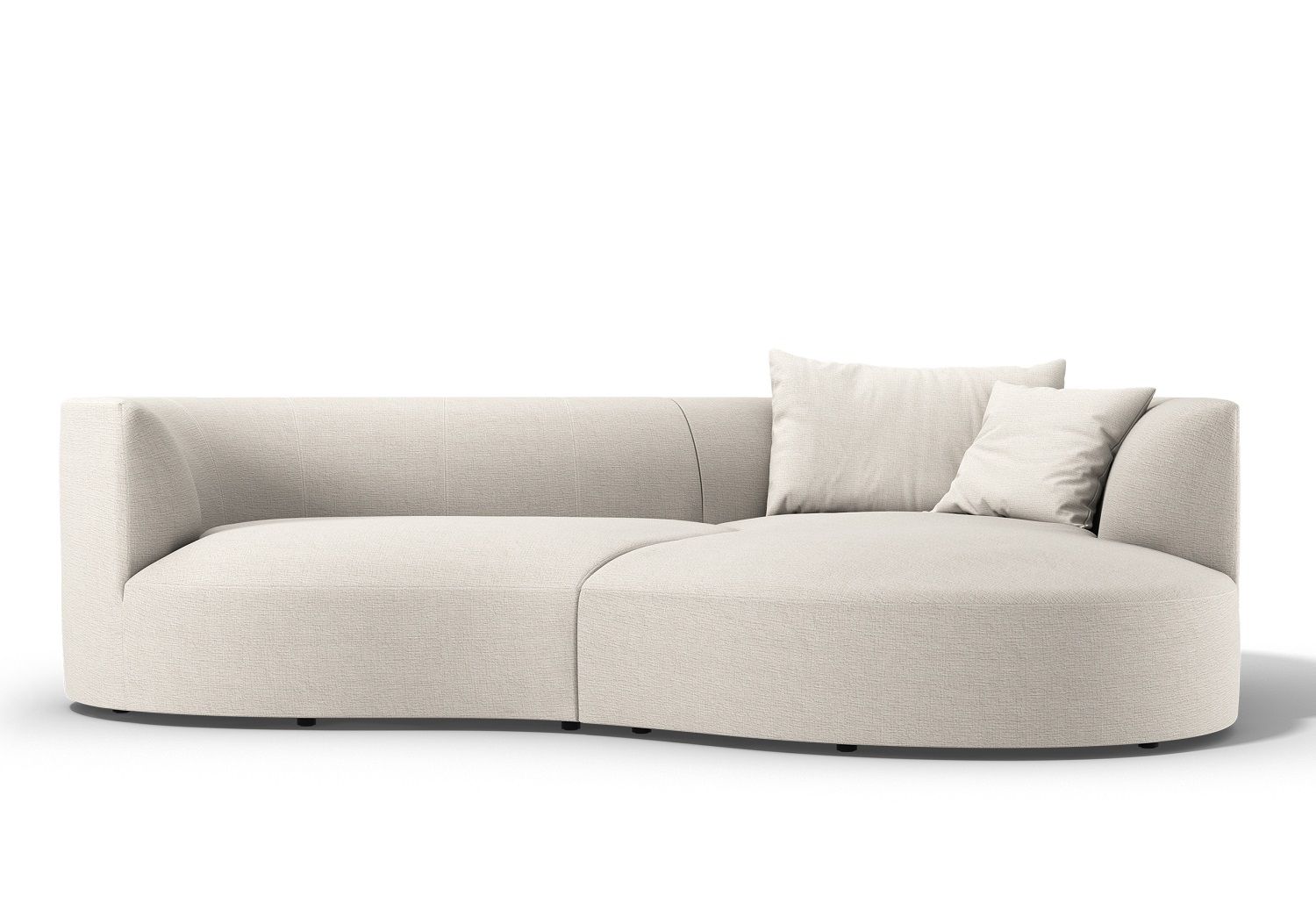 Beiges Siwa Sofa mit Liegeelement und Kissen, modernes Design für Wohnzimmer.