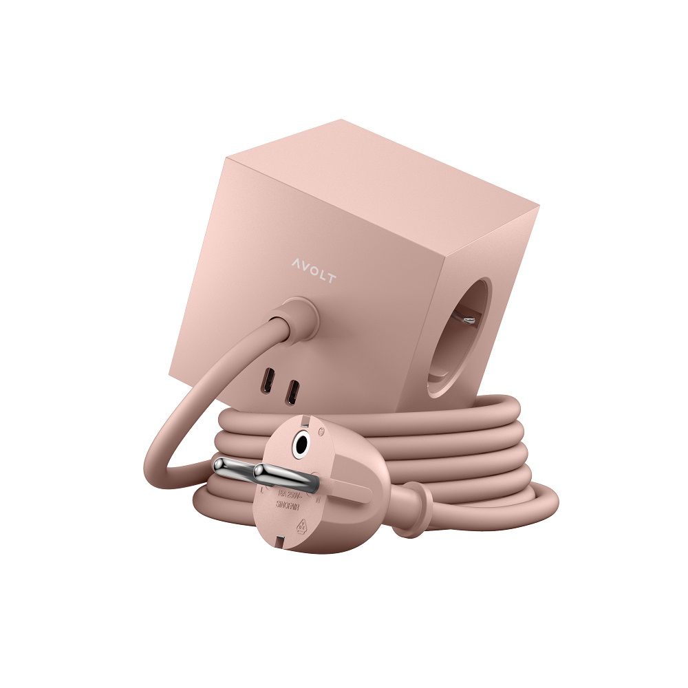 Square 1 - Avolt Steckdosenwürfel mit USB C NEW PINK dfp Design EINZELSTÜCK