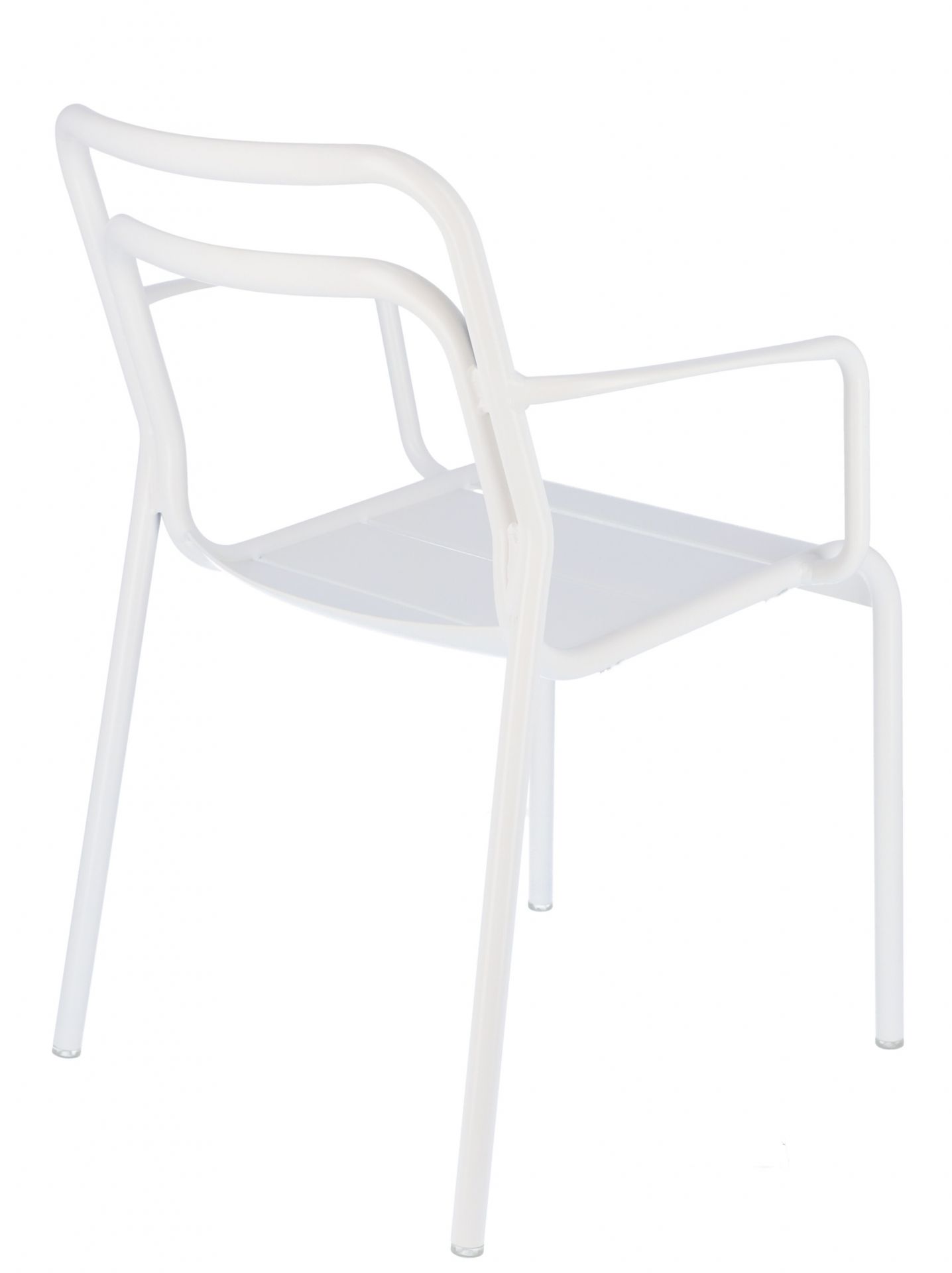 Weißer Live Stapelsessel von Jan Kurtz für den Outdoor-Bereich, Ansicht von hinten.