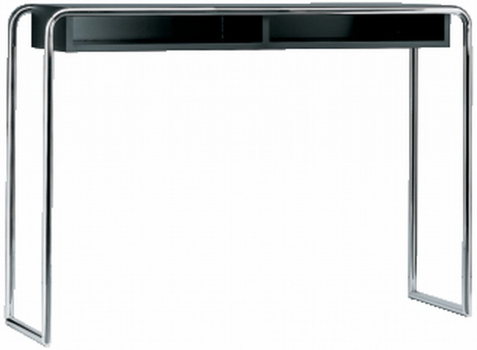 B 108 Thonet Konsolentisch mit Ablagefächern und verchromtem Stahlrohrgestell, modernes Design für Wohnzimmer und Büro.