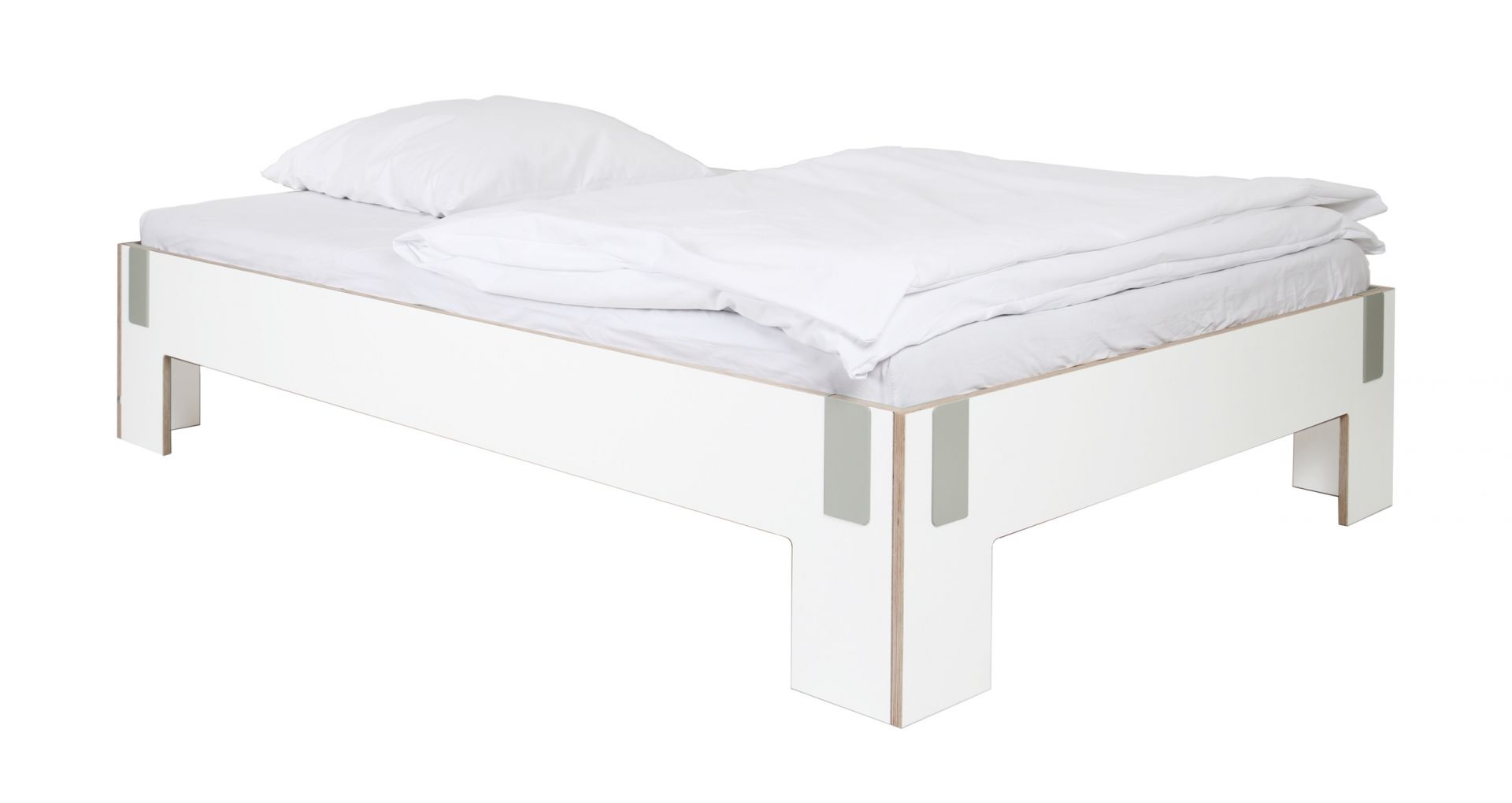 Modernes Bett in Weiß mit hochwertiger Verarbeitung und minimalistischer Ästhetik. Ideal für jedes Schlafzimmer.