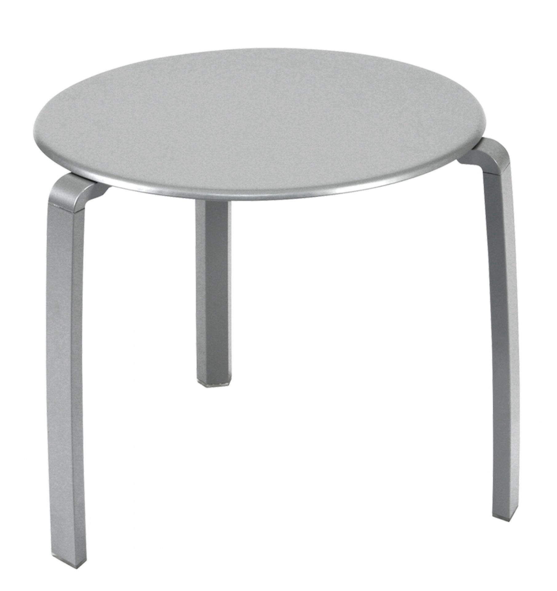 Silberner Alizé Outdoor Tisch von Fermob, runder Beistelltisch für Garten und Terrasse.