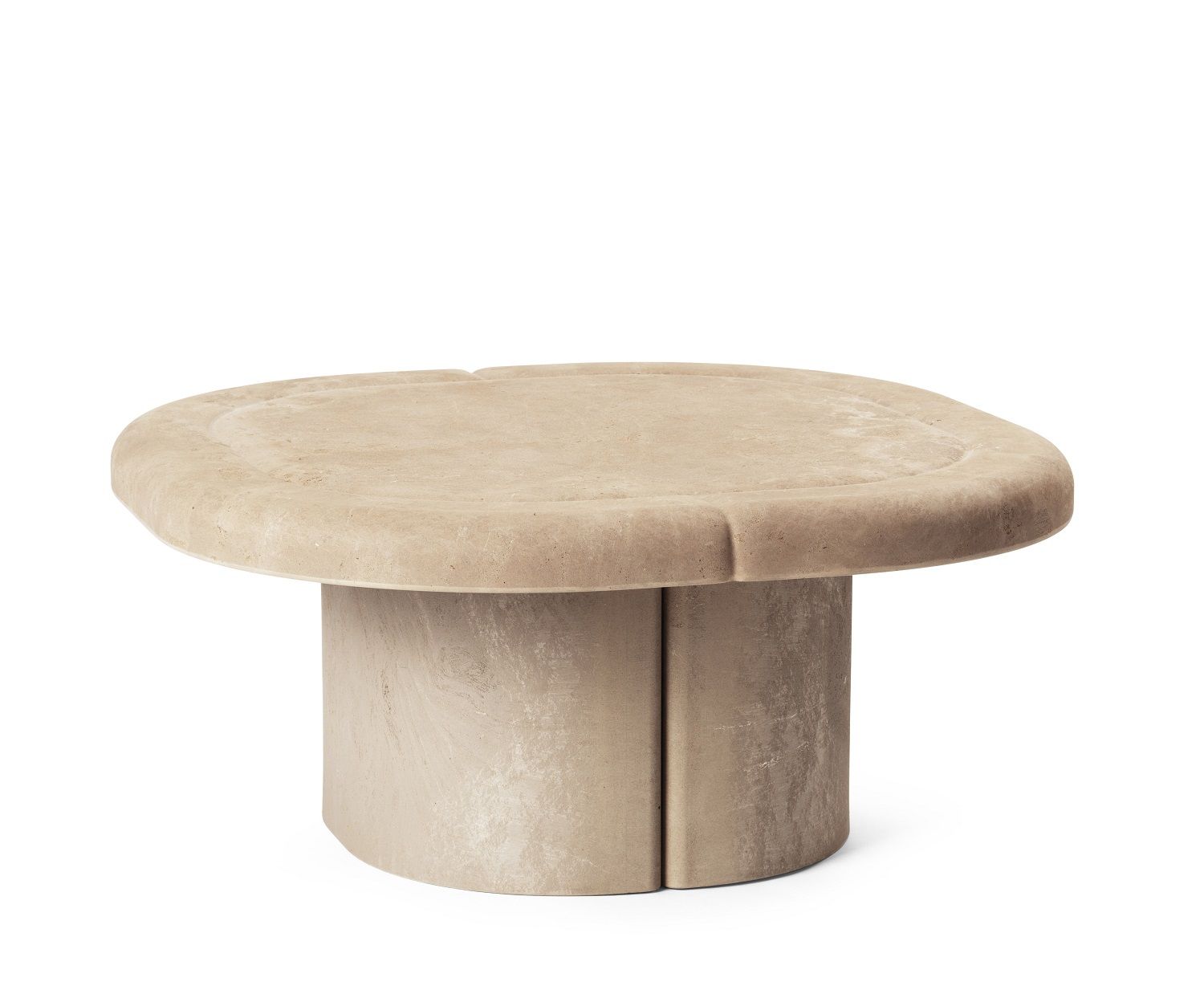 Alder Lounge Table: Quadratischer Couchtisch für Innen und Außen, aus beigem Beton.