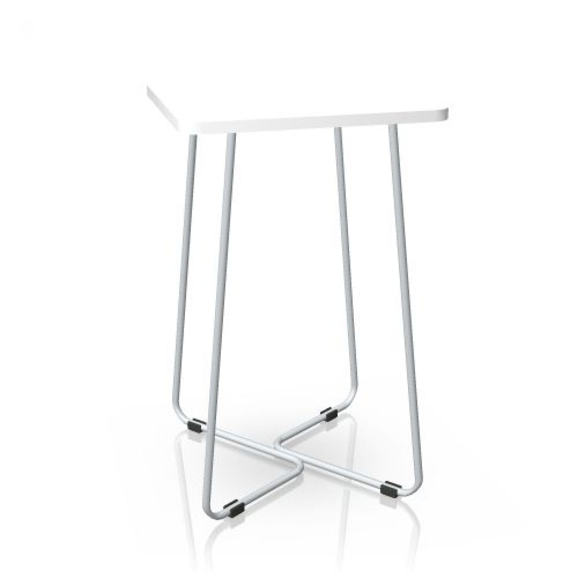 Weißer B-Free Schemel-Tisch von Steelcase mit minimalistischem Design und Stahlgestell für moderne Büros.