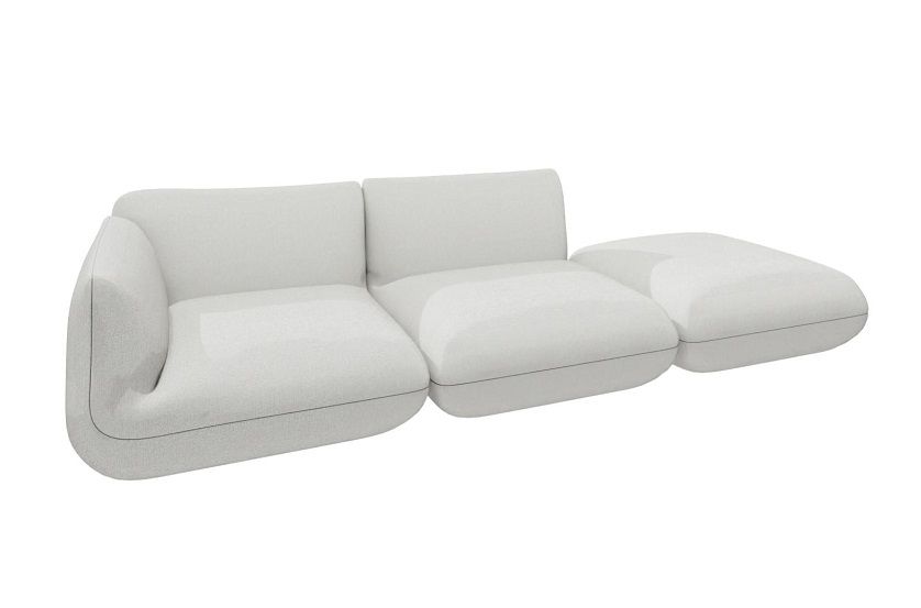Jalis Sofa hellgrau von Cor mit Ottomane, modernes modulares Sofa für Wohnzimmer.