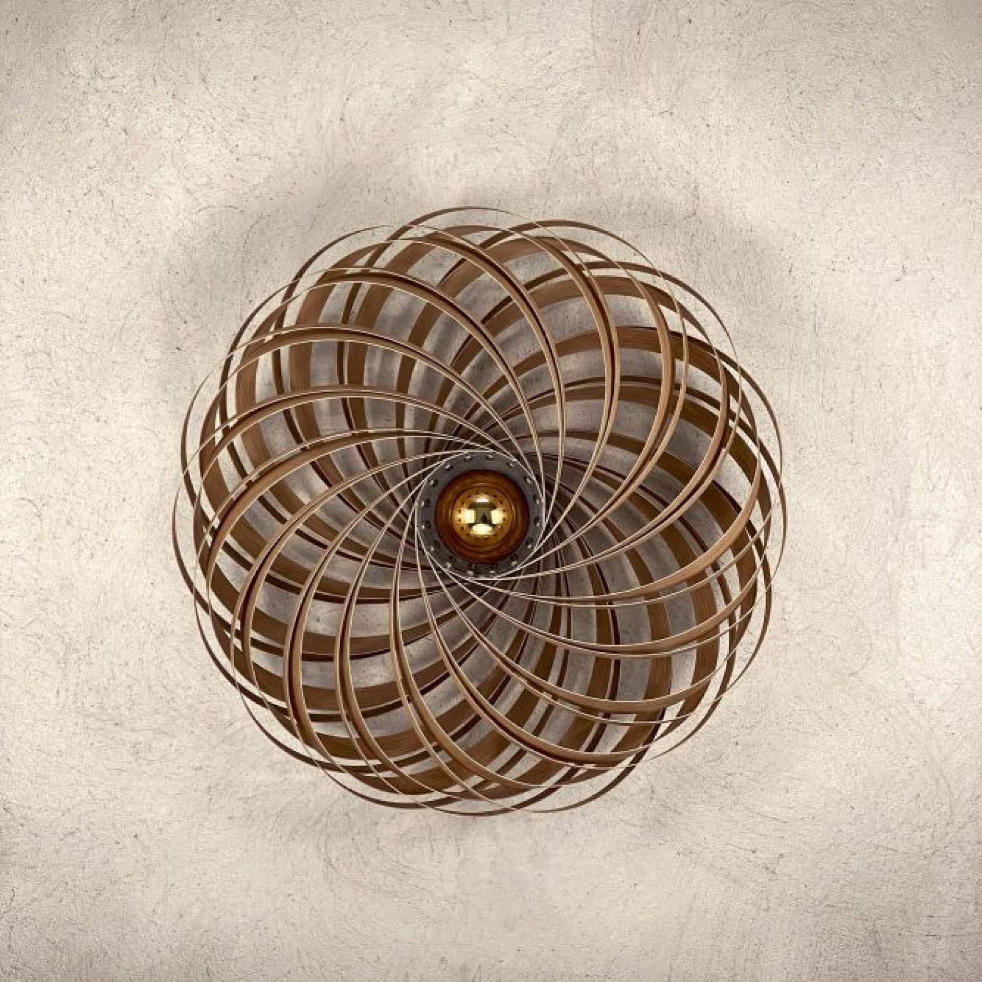 Veneria Wandleuchte aus Eiche, Durchmesser 60 cm, spiralförmiges Design, moderne Wandbeleuchtung für Wohnzimmer und Schlafzimmer.