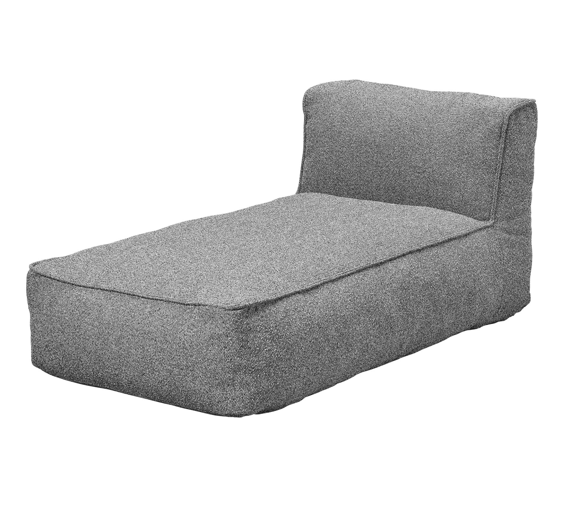 Graue Grow Chaiselongue von Blomus für den Außenbereich, modernes Gartenmöbel, bequeme Outdoor-Liege.