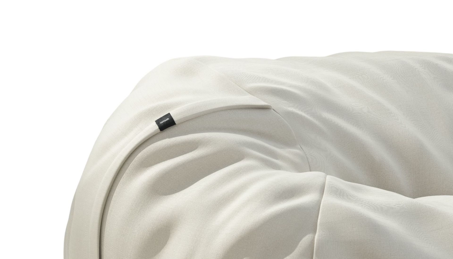 Detailaufnahme eines beigen vetsak Sitzsacks, ideal als Outdoor Sitzgelegenheit und bequemes Lounge Möbel.