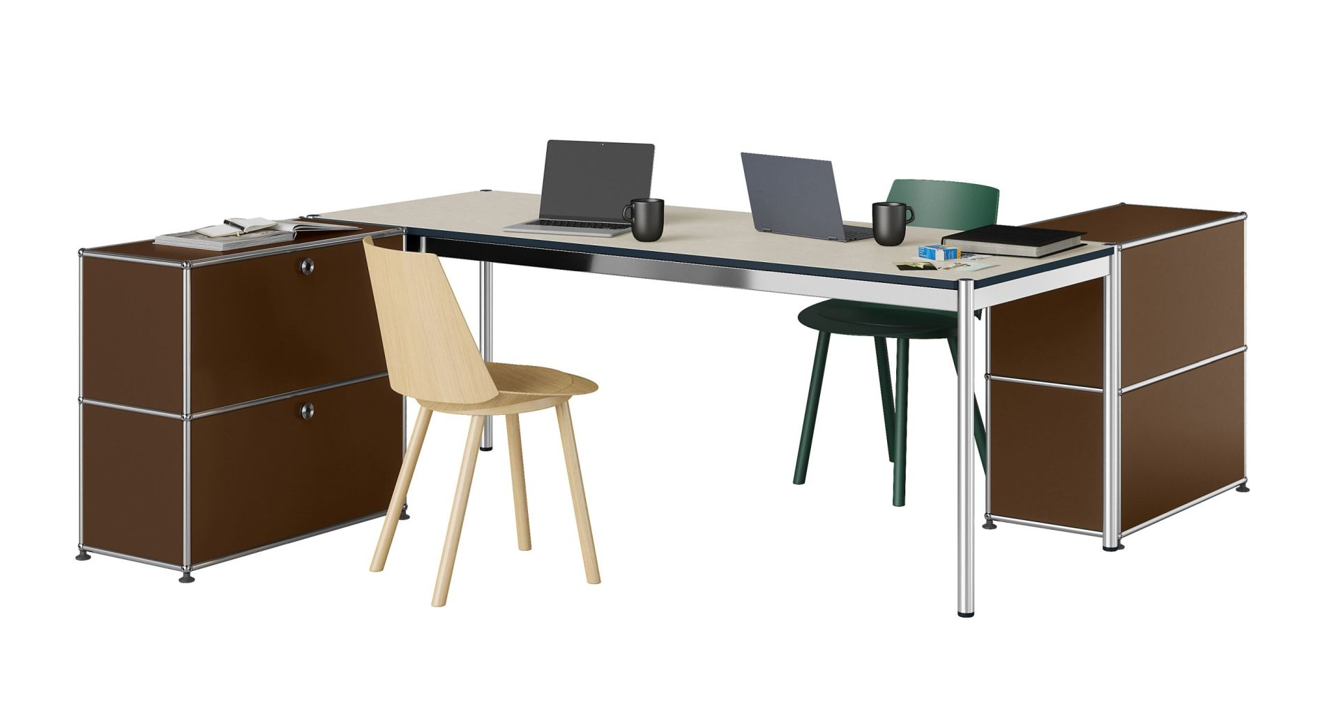 Tisch mit Stauraum-Elementen USM Haller