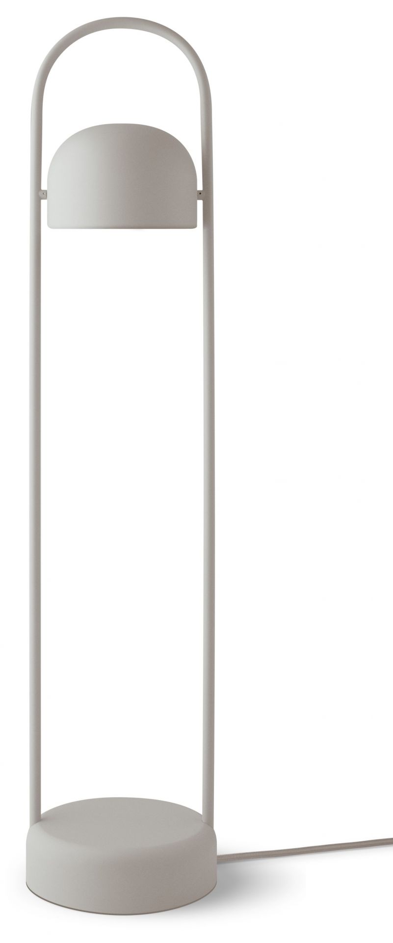 Weiße Quay Stehleuchte von Eva Solo mit rundem Lampenschirm und minimalistischem Design.