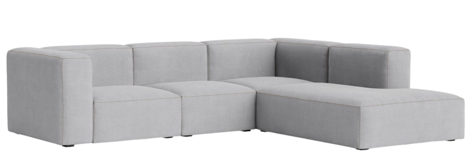 Helles, modulares Mags Soft Sofa von Hay mit Armlehne rechts, Eckkombination für Wohnzimmer.