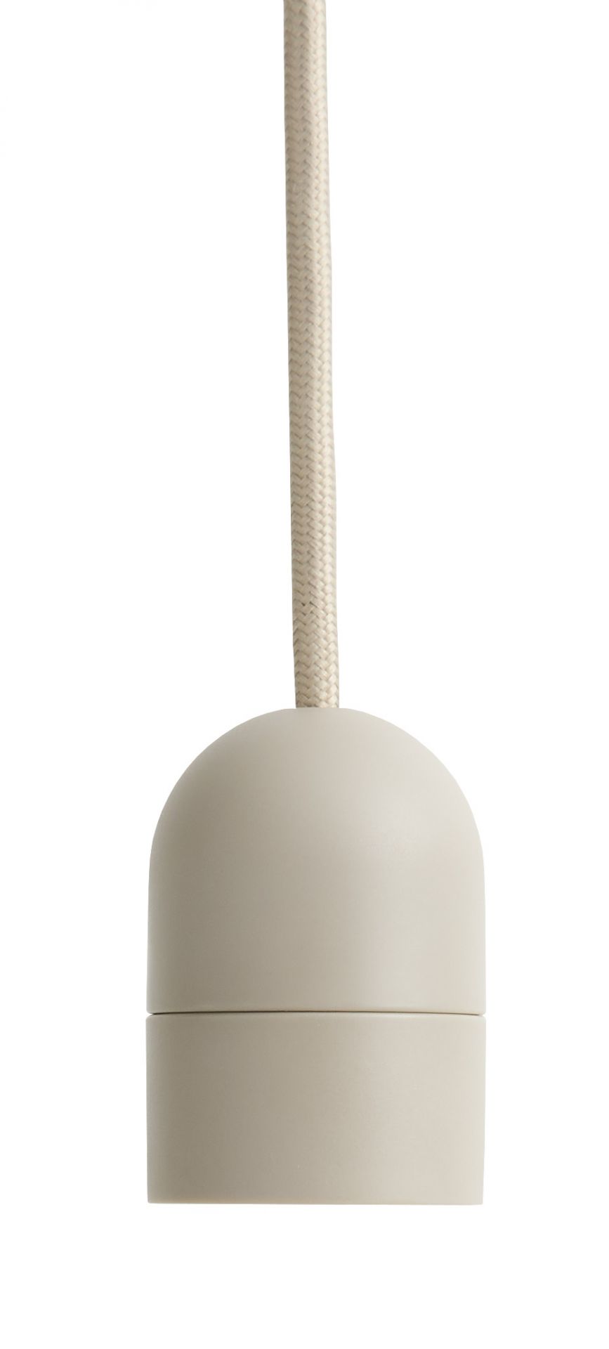 Graues Hay Beton Fassung Set für Pendelleuchte mit Textilkabel, Nahaufnahme.