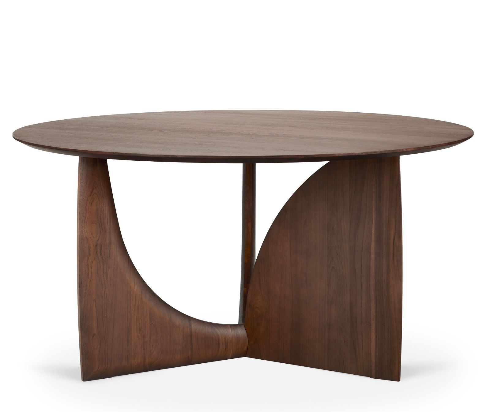 Runder Geometric Tisch aus Teakholz von Ethnicraft, brauner Esstisch mit modernem Design.