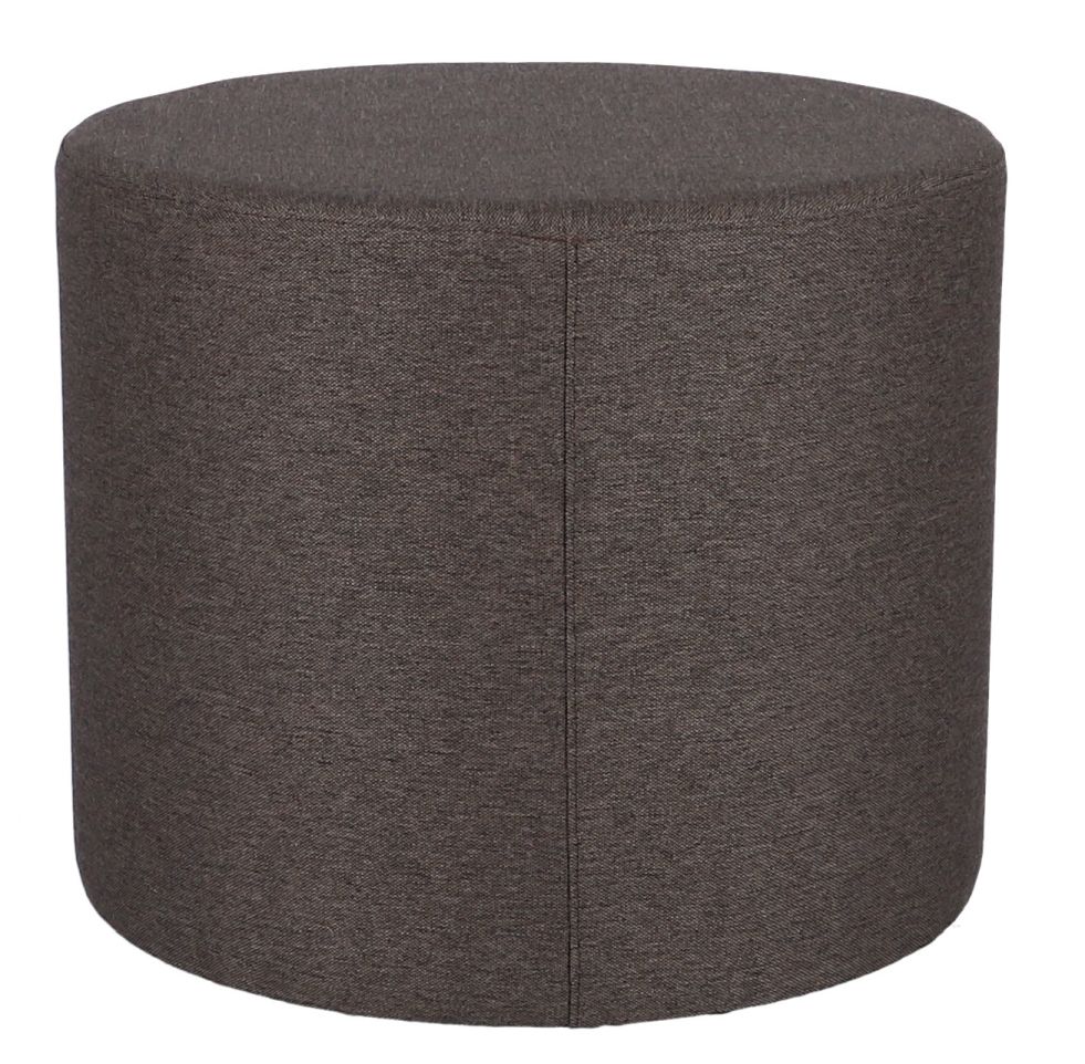 Brauner Rondo Pouf von Jan Kurtz, runder Sitzhocker für Wohnzimmer und Lounge-Bereiche.