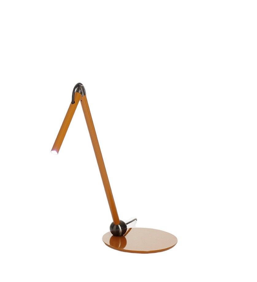 Calamaio 298 Tischleuchte von Oluce, moderne Schreibtischlampe in Braun mit LED-Licht.