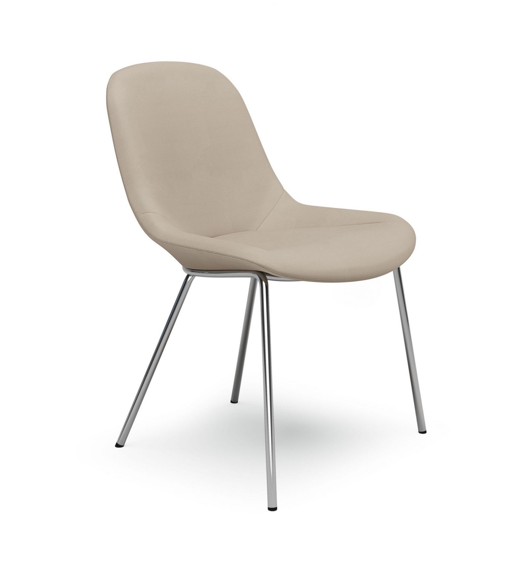 Sheru Stuhl von Walter Knoll, beige Lederoptik mit filigranem Chromgestell, moderner Design Stuhl.