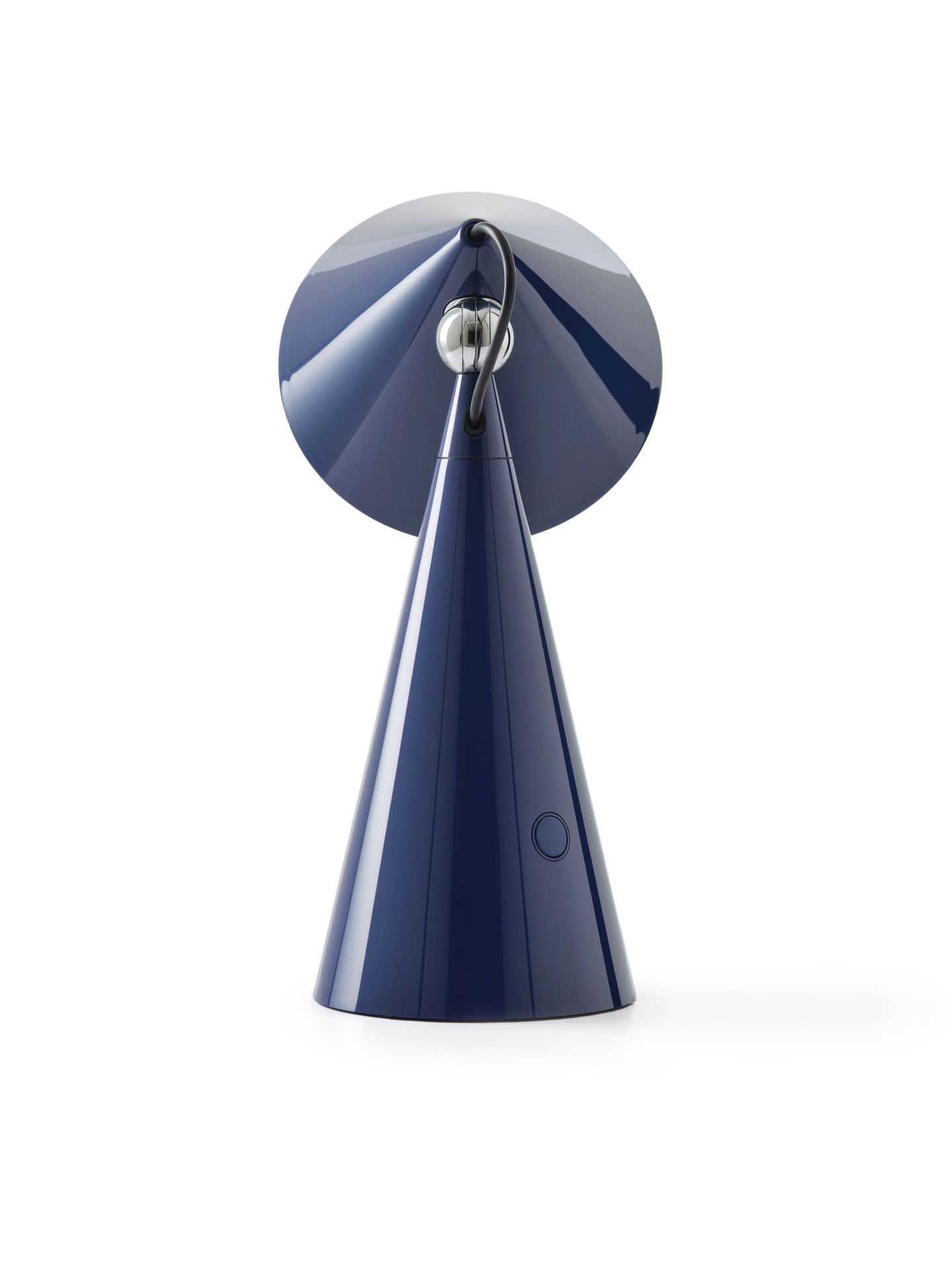 Pose Akkuleuchte von Tom Dixon, LED Tischleuchte in Indigo, modernes Design.